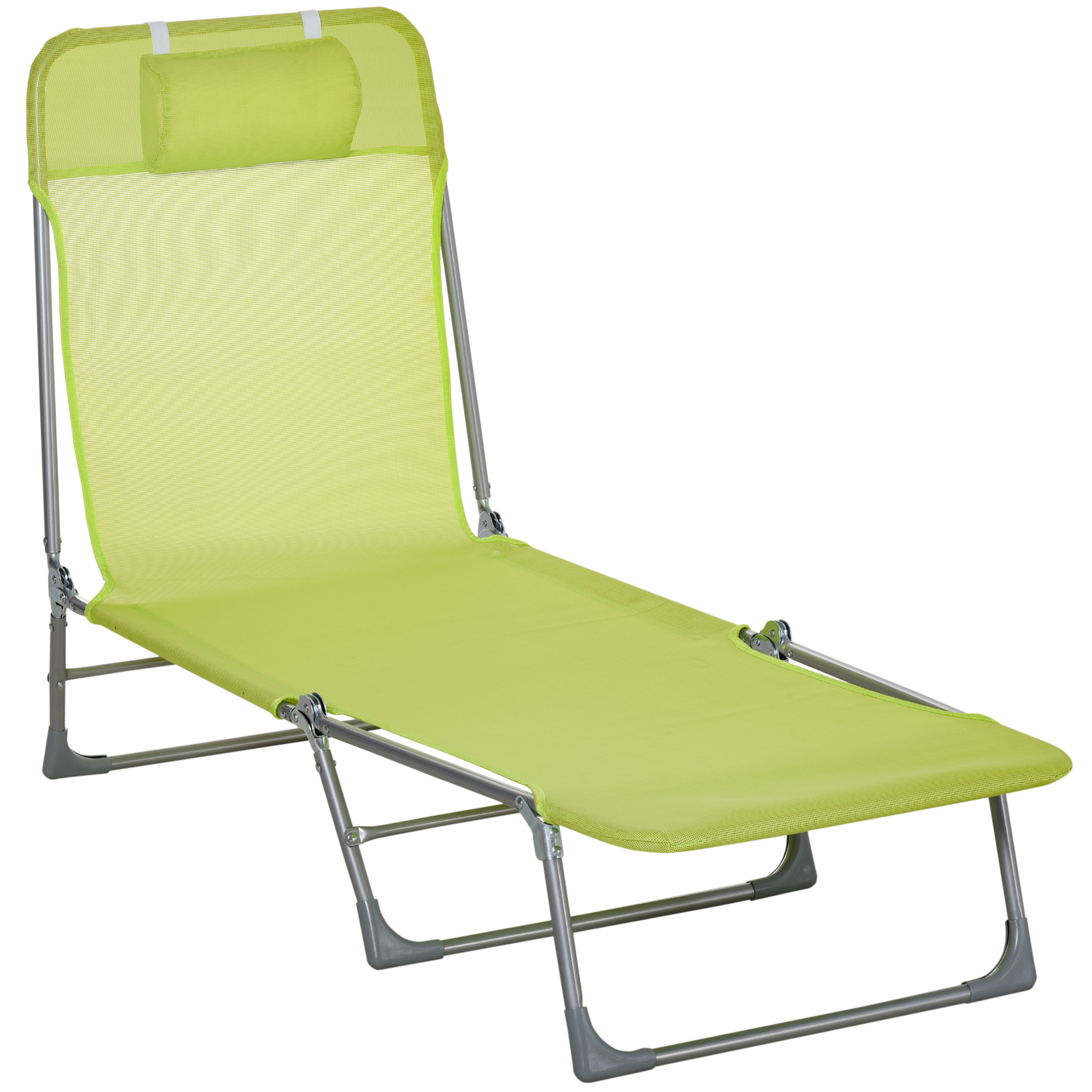 Outsunny Sonnenliege Gartenliege klappbar mit abnehmbarem Kissen verstellbare Rückenlehne in 5 Stufen Maße 182L x 56B x 28H cm grün Aosom