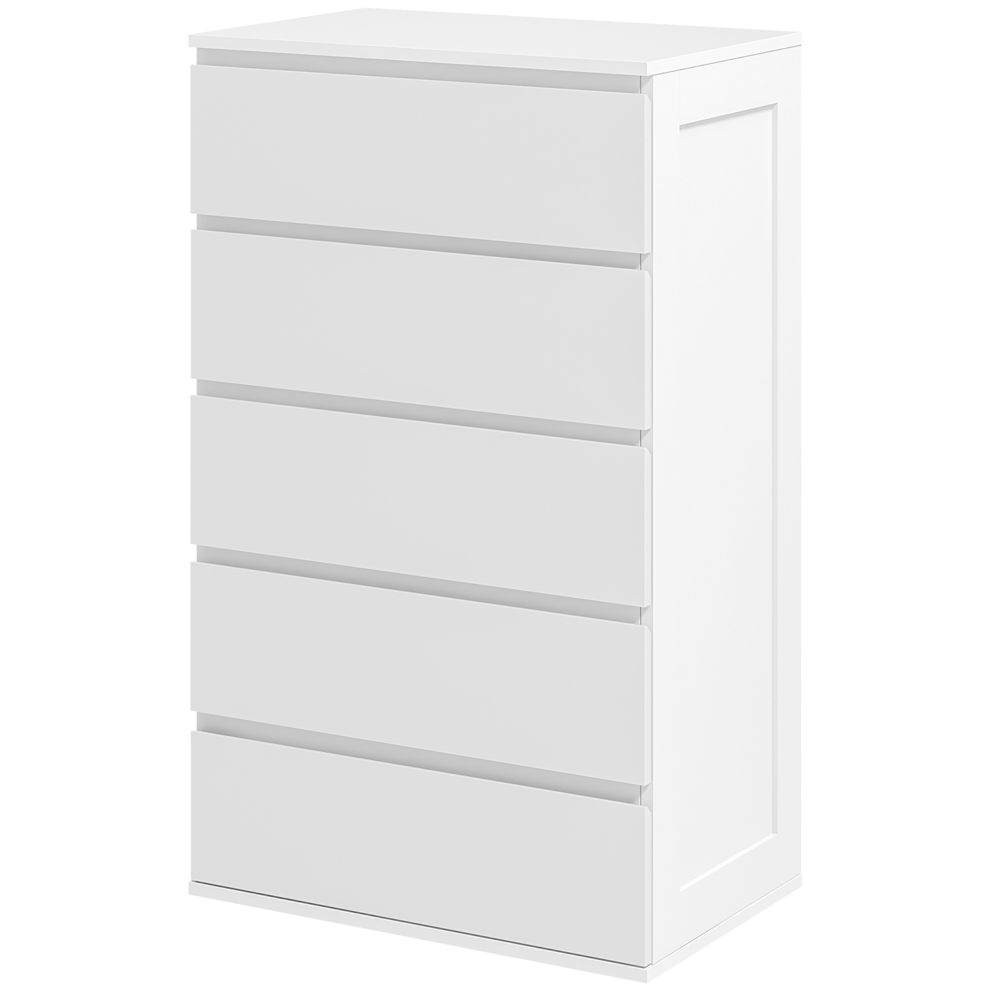 HOMCOM Kommode 5 Schubladen Schlafzimmer Schrank Aufbewahrungsmöbel modernes Design mit sanftem Schließmechanismus, für Schlafzimmer, Wohnzimmer - 60 x 38 x 100 cm, Weiß Aosom