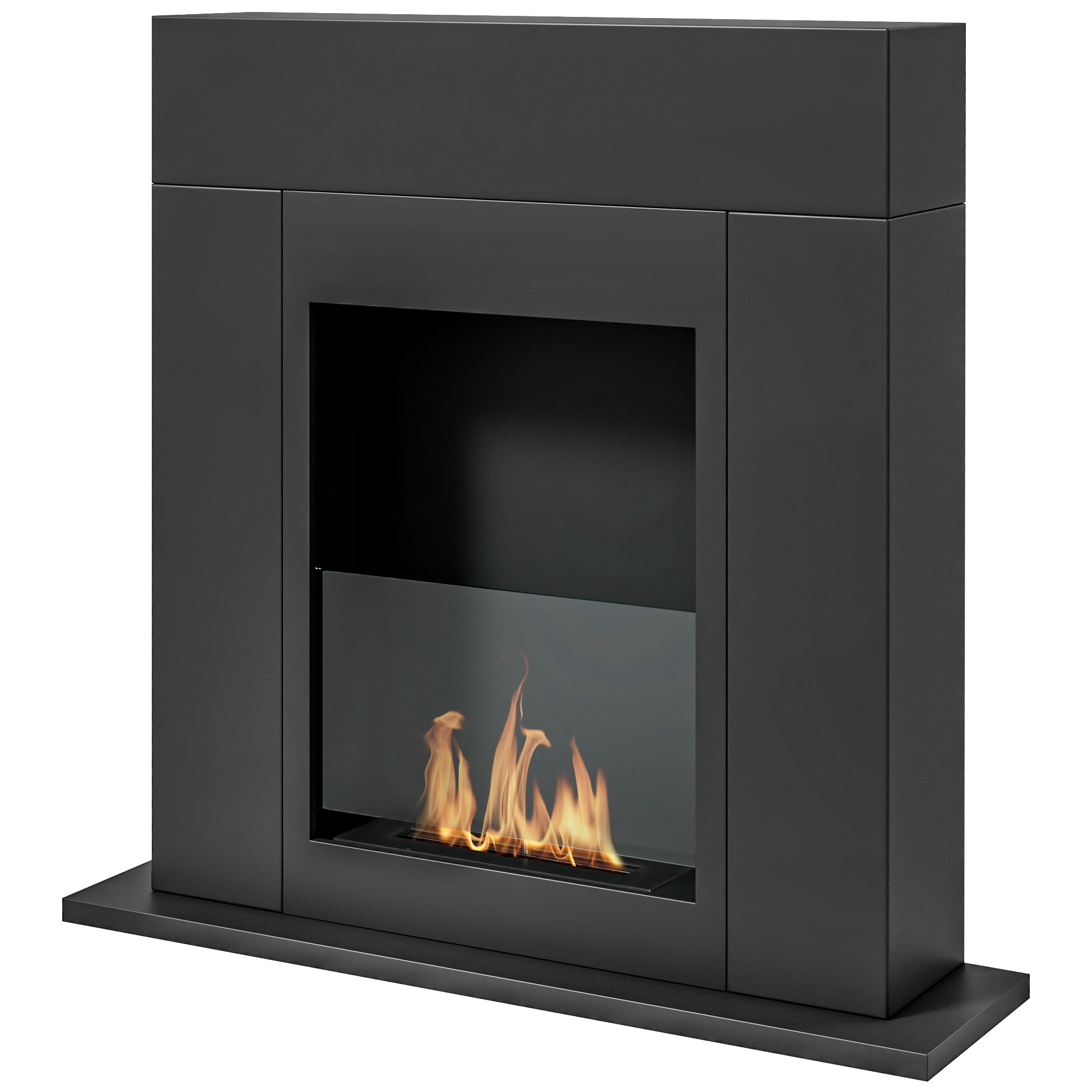 HOMCOM Bioethanol-Kamin mit 0,9 L Brenner, ca. 3 Stunden Brenndauer 73 x 20 x 75 cm Abdeckung 20-25 m² Schwarz   Aosom
