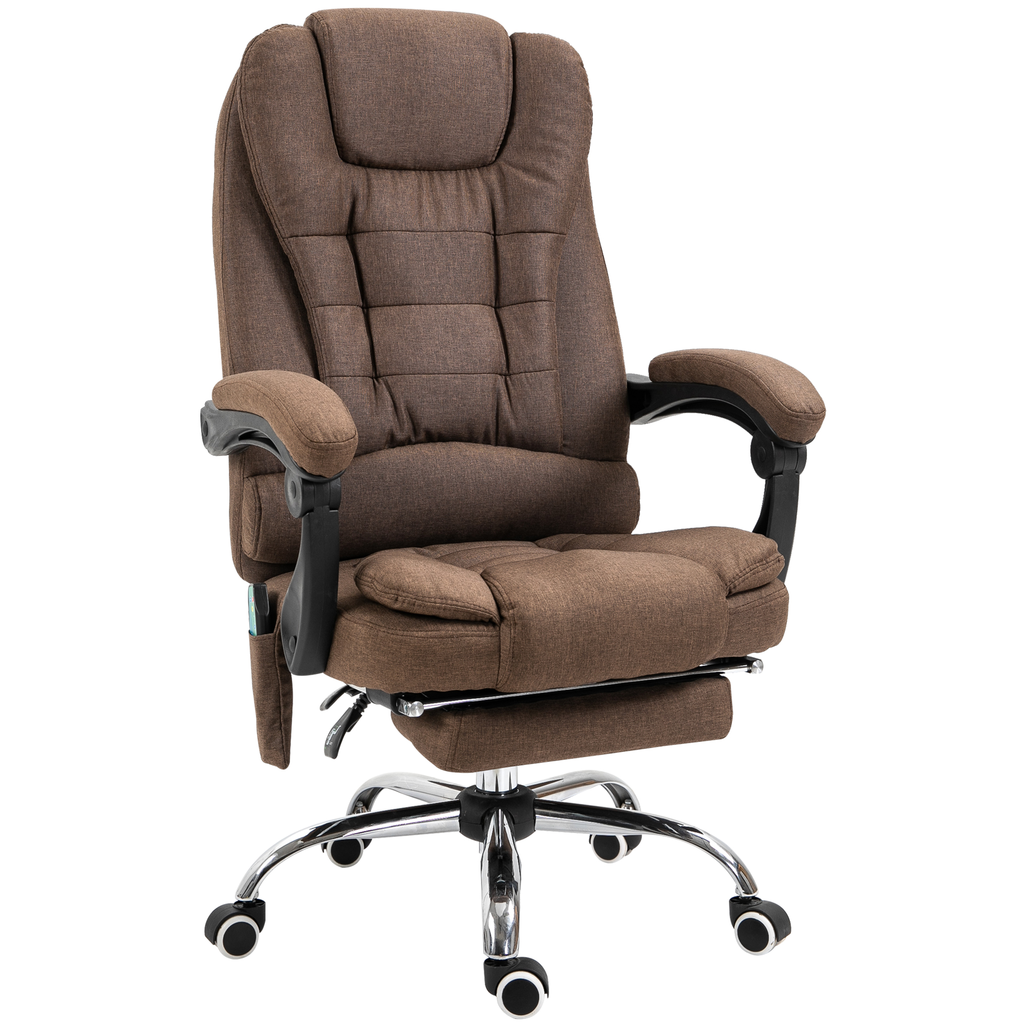 Vinsetto Chefsessel mit Massagefunktion und Heizung, ergonomischer Bürosessel, höhenverstellbare Rückenlehne, ausziehbare Fußstütze + integriertes Lordosenkissen, Braun   Aosom