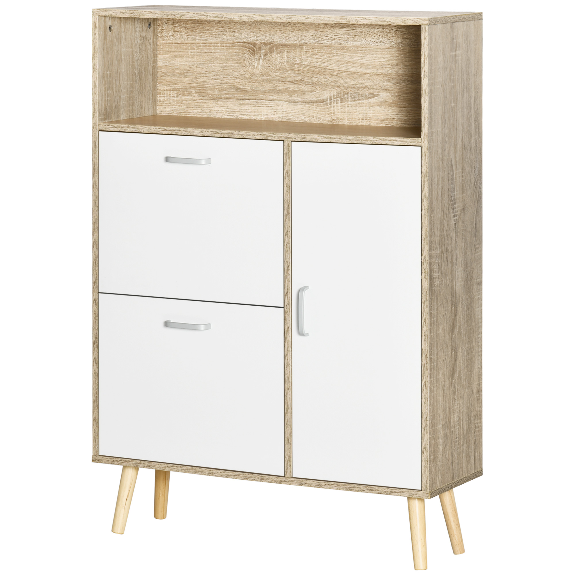 HOMCOM Schuhschrank Schuhablagekommode 2 klappbare Türen - 80 x 25,5 x 112,5 cm   Aosom