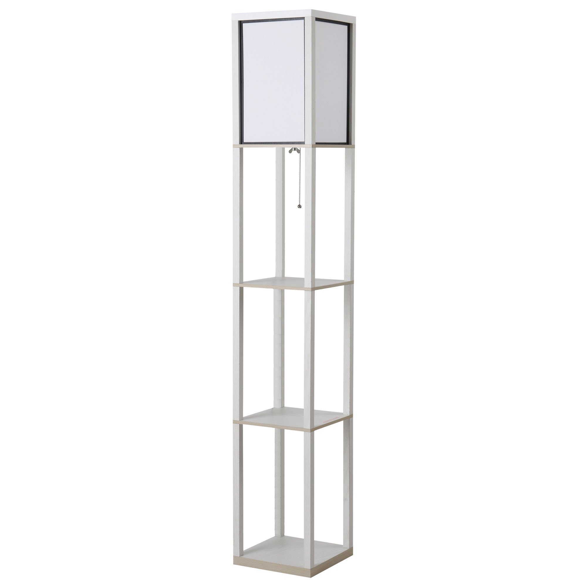HOMCOM Regal-Stehlampe Stehlampe 26B x 26T x 160H cm 3 Regale 4 Ebenen MDF Weiß Aosom