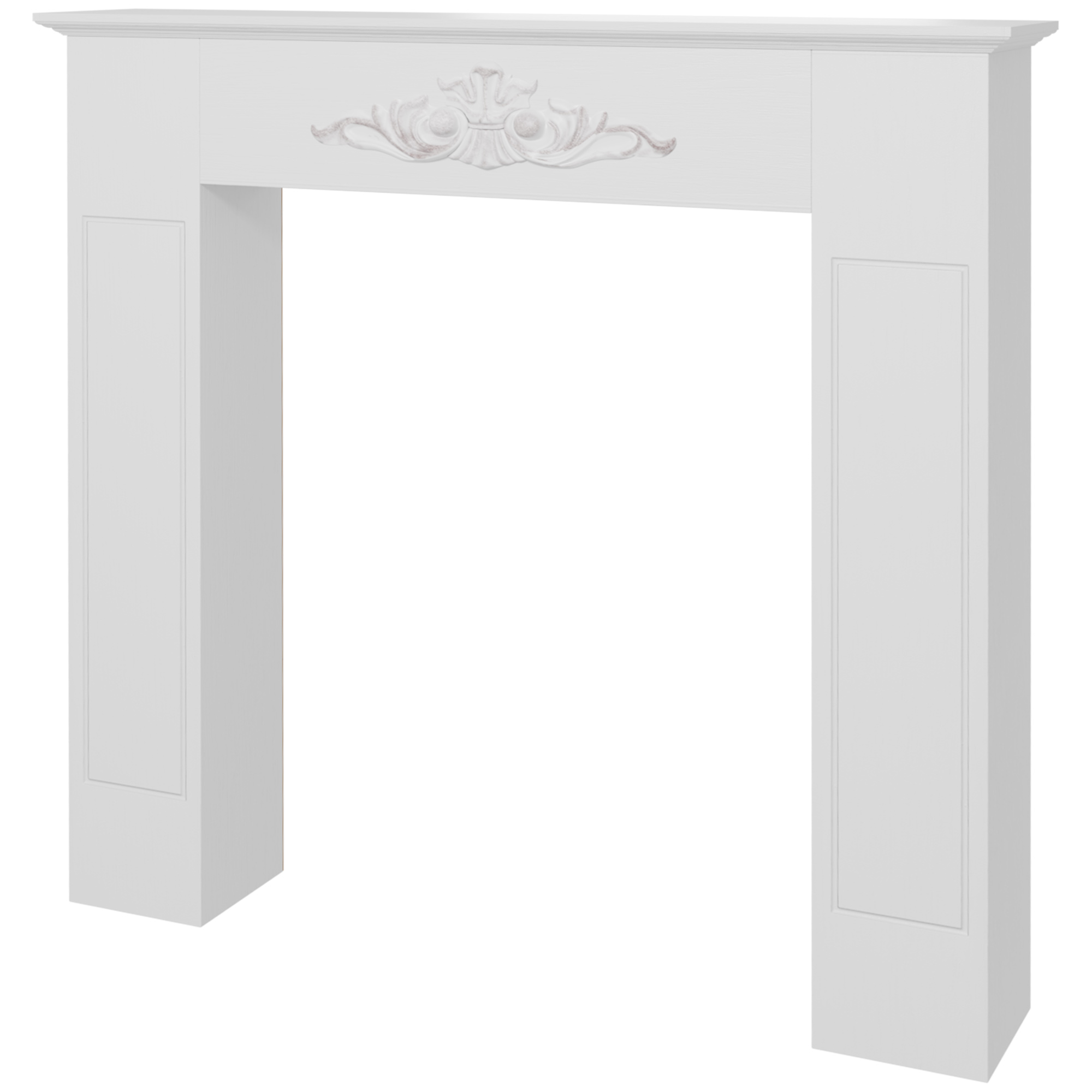 HOMCOM Kaminmantel Rahmen dekorativ für elektrischen Kamin 101 x 19 x 100 cm massives Holz weiß   Aosom
