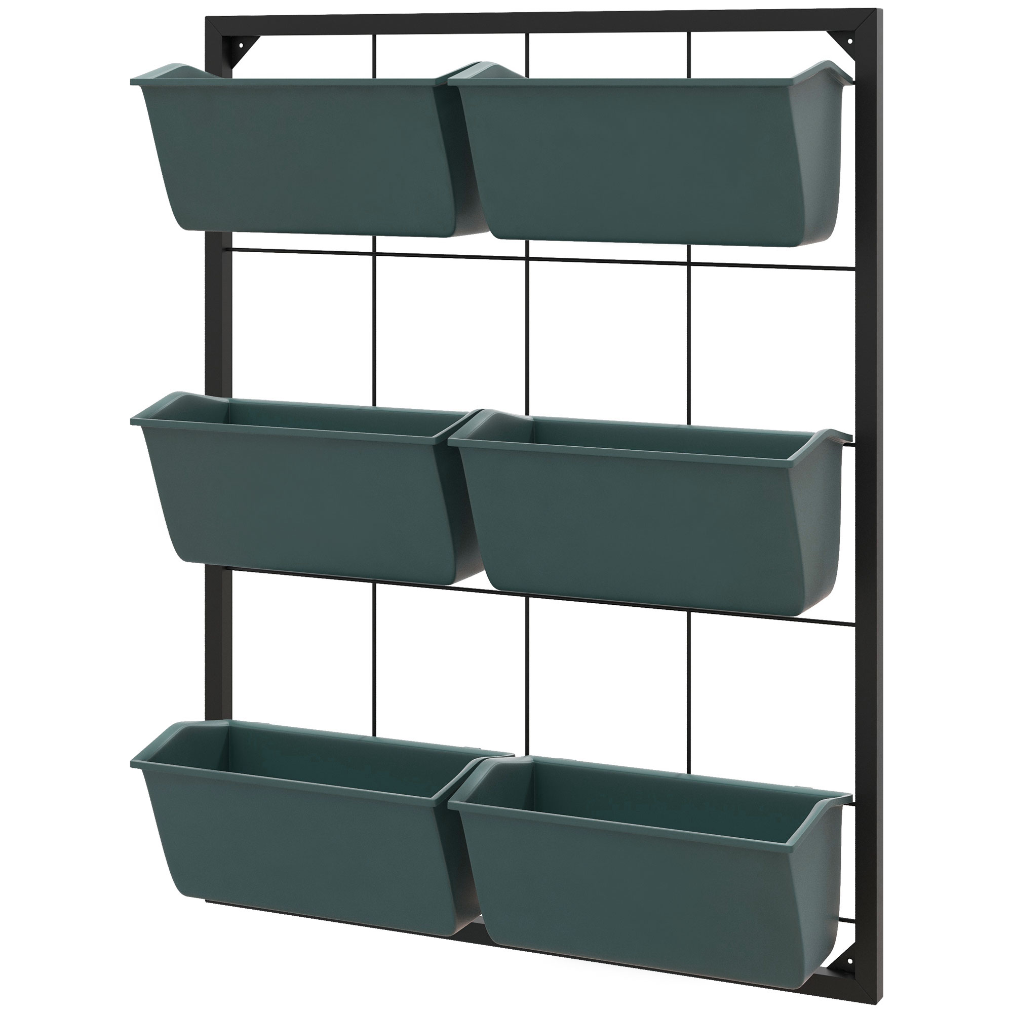Outsunny Vertikales Blumenregal mit 3 Etagen und 6 Blumentöpfen für Innen- und Außenbereich, für Blumen, Pflanzen, Maße: 52L x 14B x 66H cm, grün Aosom