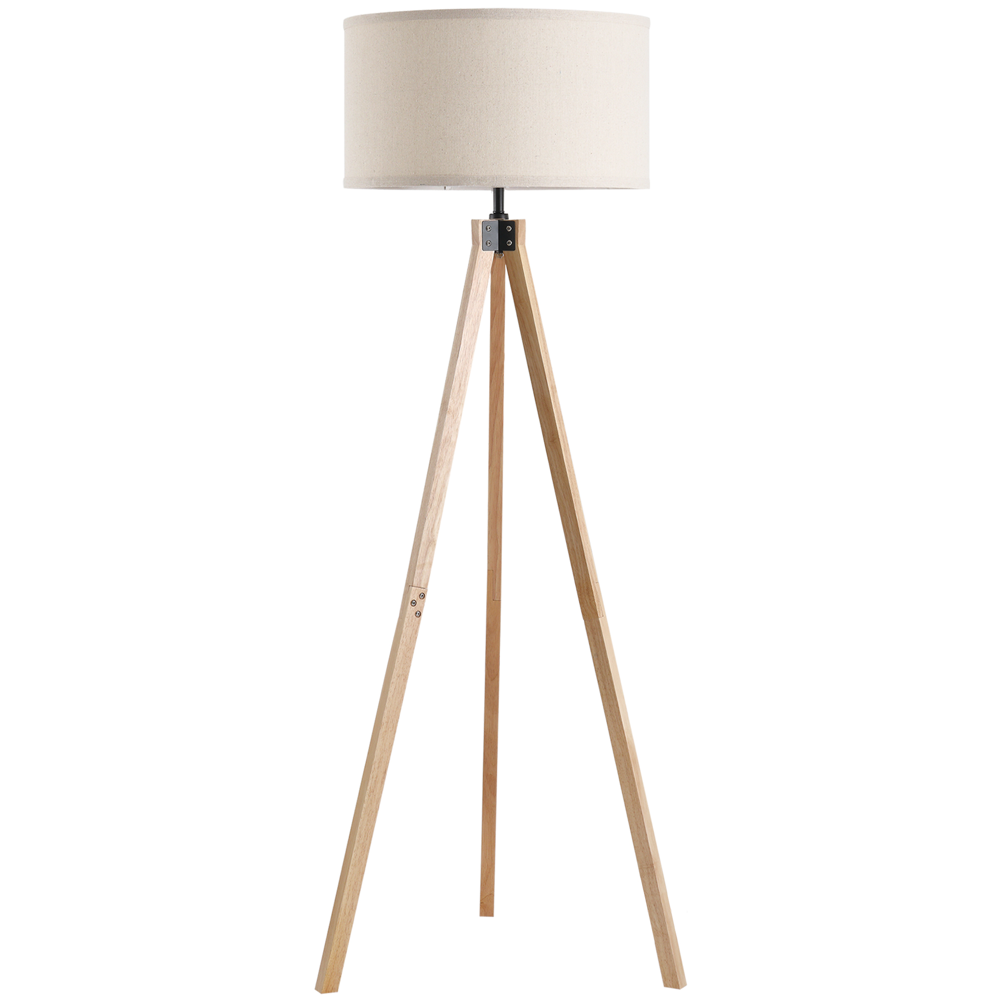 HOMCOM Stehlampe im skandinavischen Stil 40 W max. Abmessungen Ø 45L x 45B x 152H cm aus Pinienholz Leinen beige Aosom