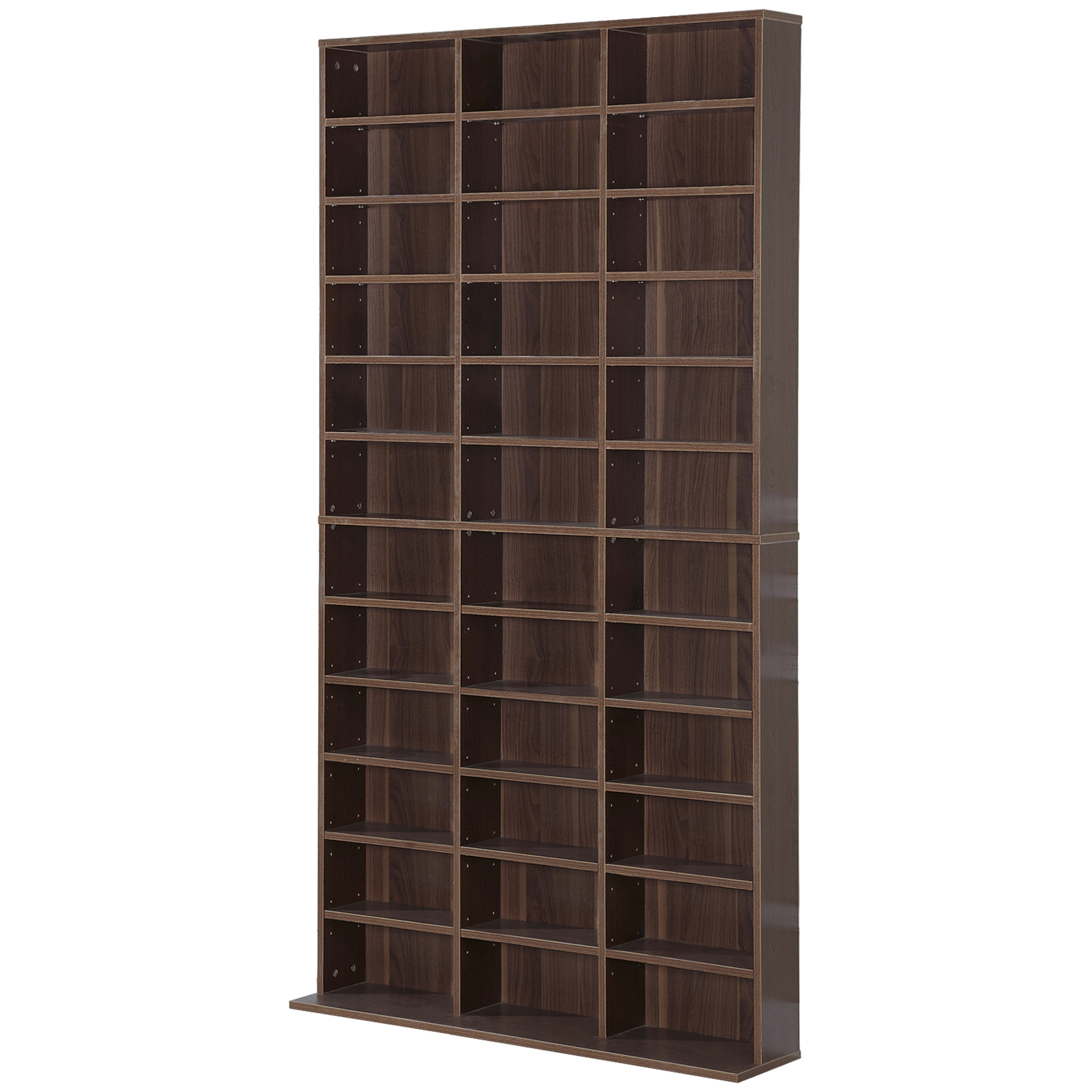 HOMCOM CD/DVD Regal Aufbewahrung Schrank für 1116 CDs 36 höhenverstellbare Fächer 102 x 24 x 195 cm Braun   Aosom
