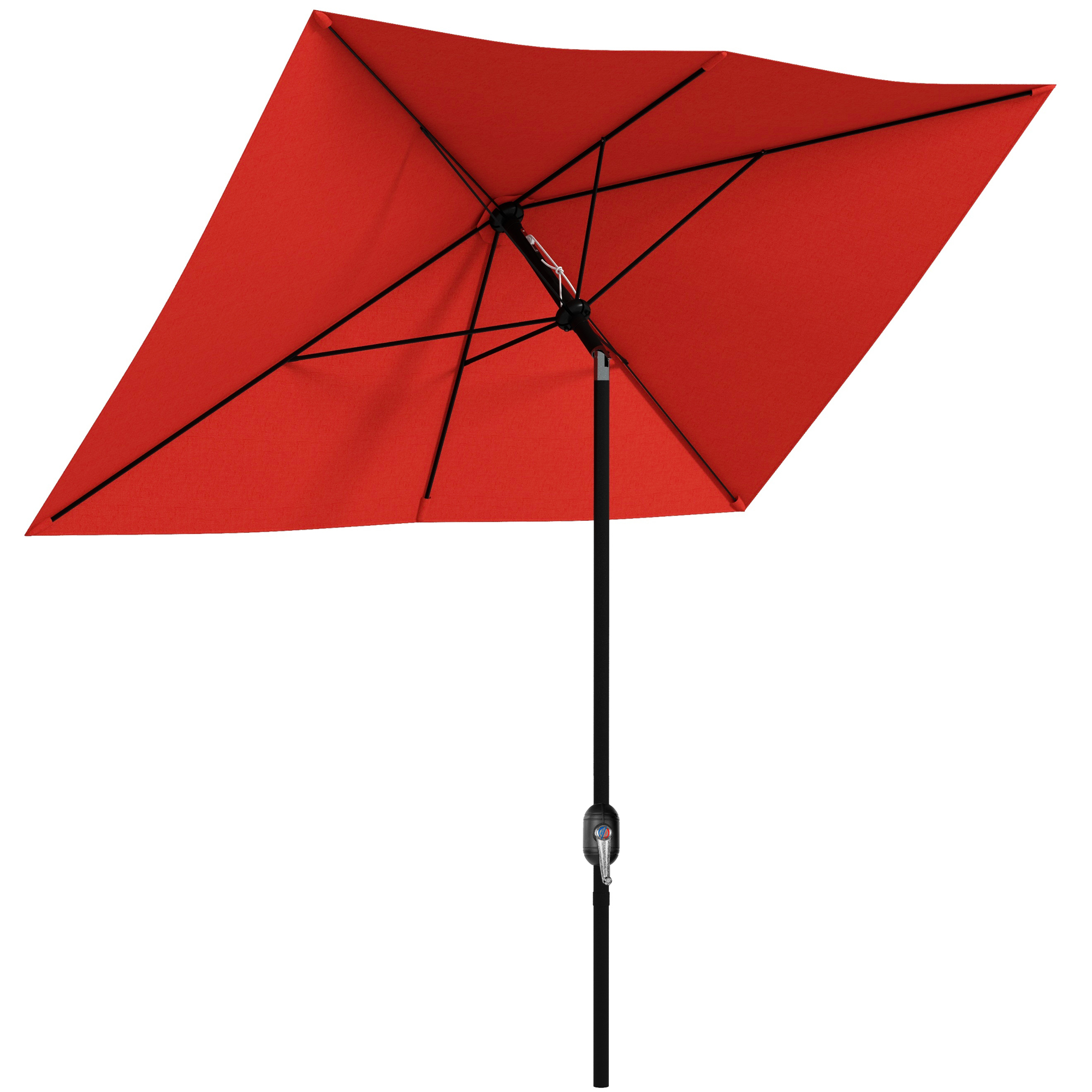 Outsunny Sonnenschirm rechteckig neigbar 2 x 3 m mit Kurbel wasserdichte Polyester-Hochdichtgewebe 180 g/m² rot   Aosom