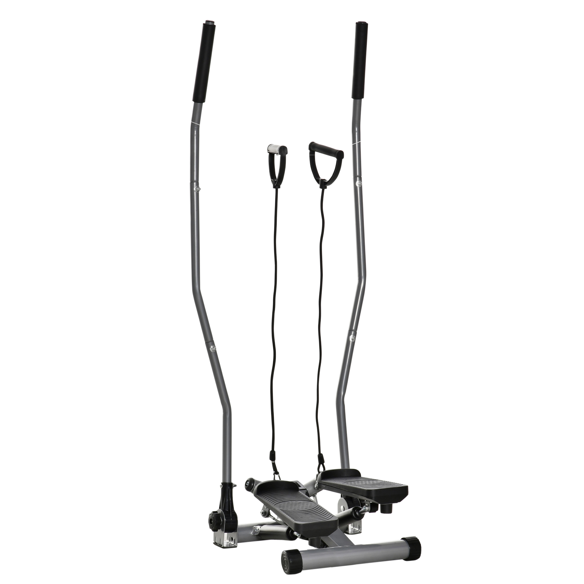 HOMCOM Stepper mit Griffen und Extensoren Fitnessgerät mit LCD-Display aus Stahl ABS 54 x 40 x 135 cm Schwarz und Silber   Aosom