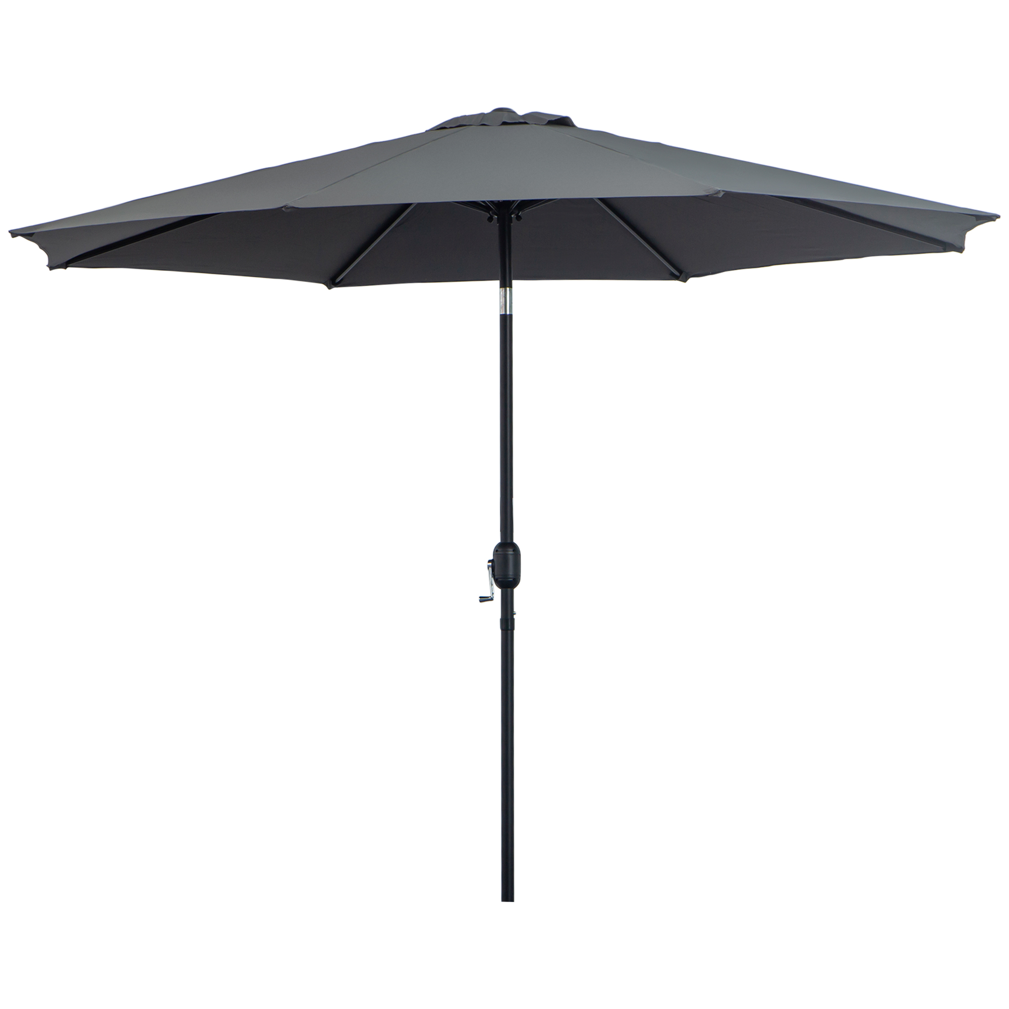 Outsunny Garten Sonnenschirm Balkonschirm Neigbar Ø 3 m aus Metall Rund Polyester 180g/m² neigbar Kurbel Dunkelgrau   Aosom