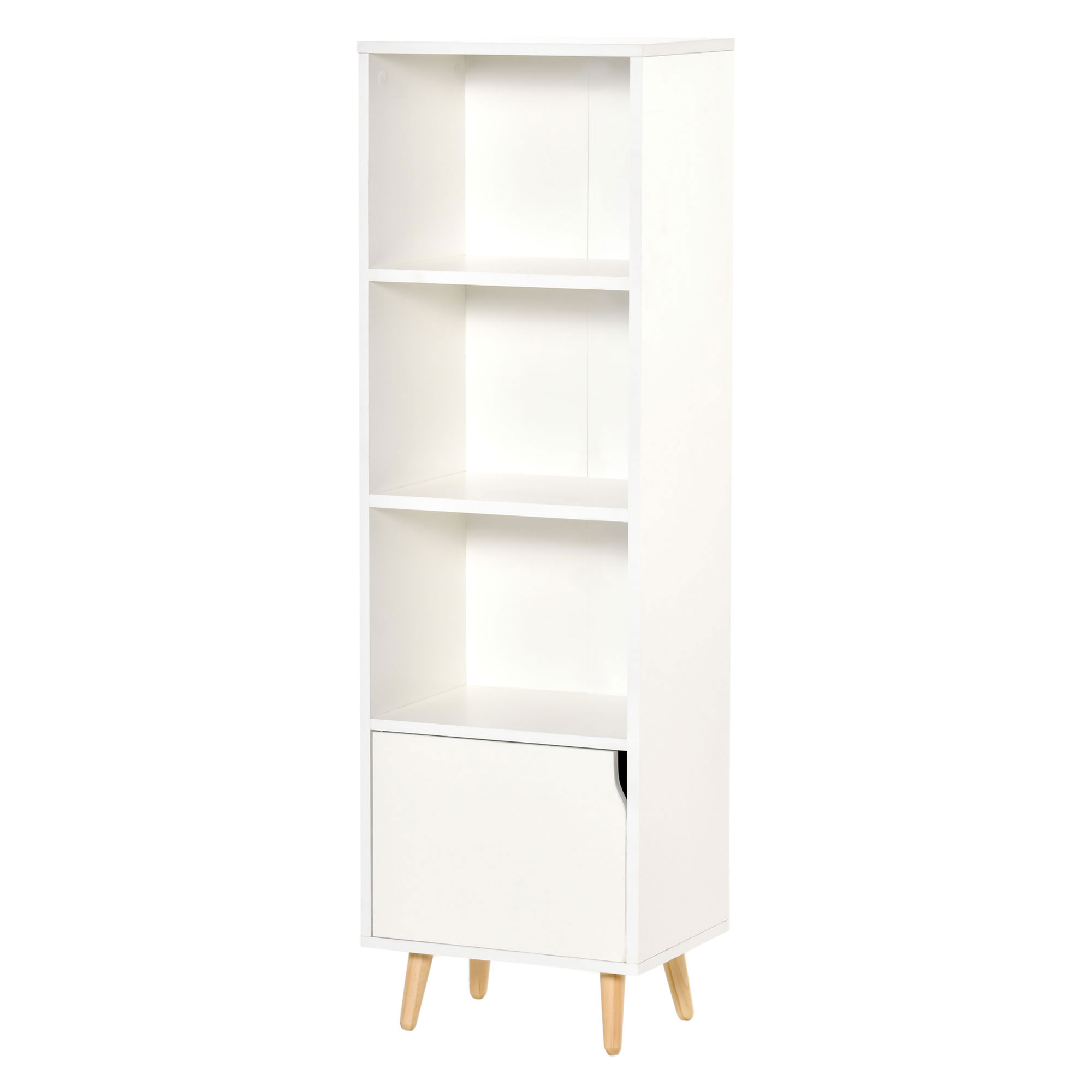 HOMCOM Bücherregal Regal Column Storage für Wohnzimmer, Badezimmer Weiß aus Holz Maße 40B x 30T x 130H cm Aosom
