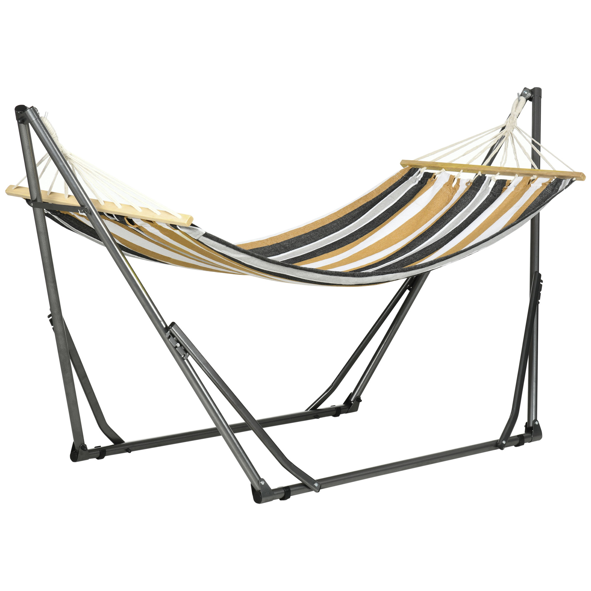 Outsunny Gartenklapp-Hängematte Wäscheständer mit gebogenem Metallgestell Epoxy-Hängematte auf Ständer 1 Platz Maximale Belastung 120 kg Maße 270L x 100B x 94Hcm Aosom
