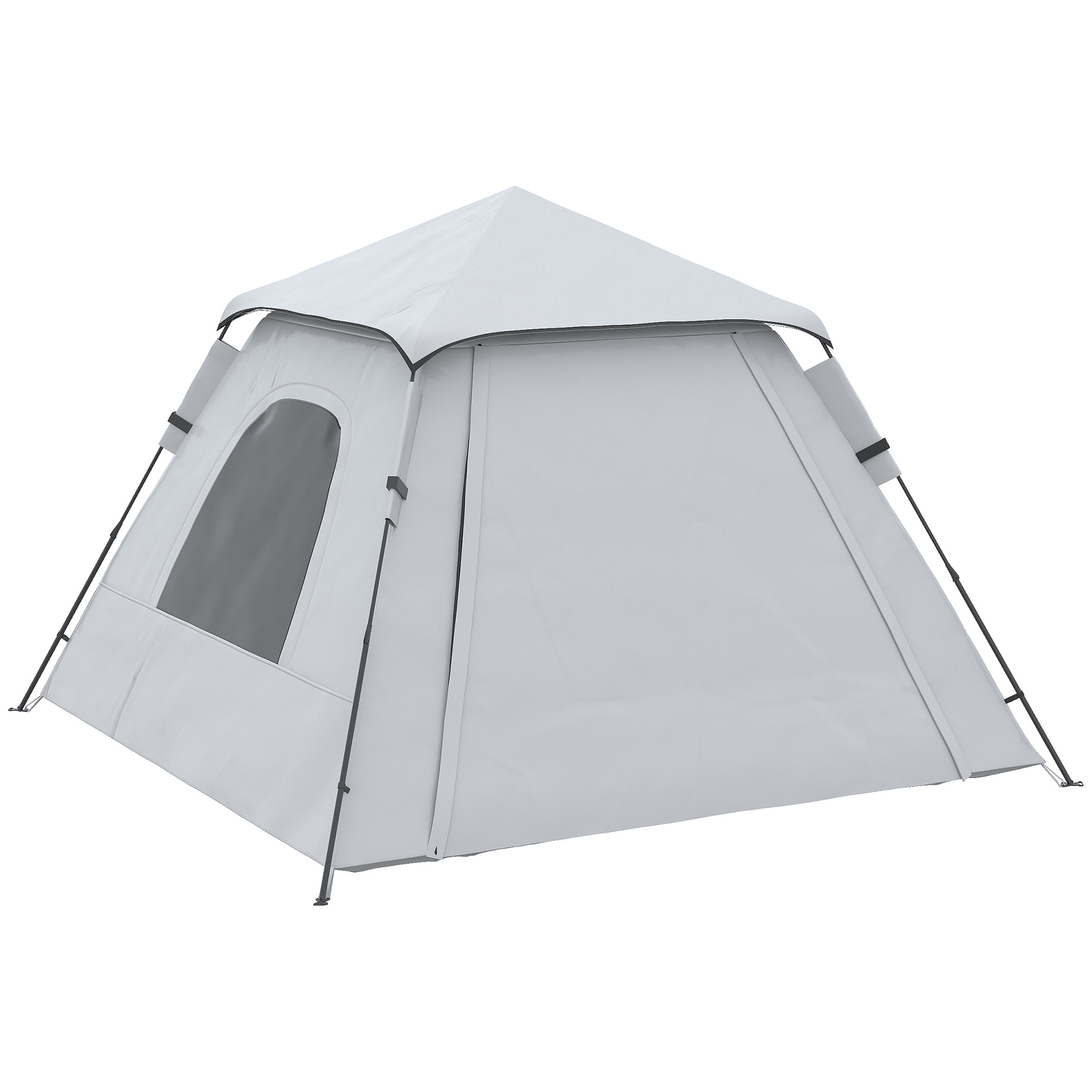 Outsunny Campingzelt Popup-Zelt mit Veranda leichtes wasserdichtes belüftetes Zelt für 2-3 Personen mit Haken zur Aufhängung Transporttasche Abmessungen 210L x 210B x 150H cm Weiß   Aosom