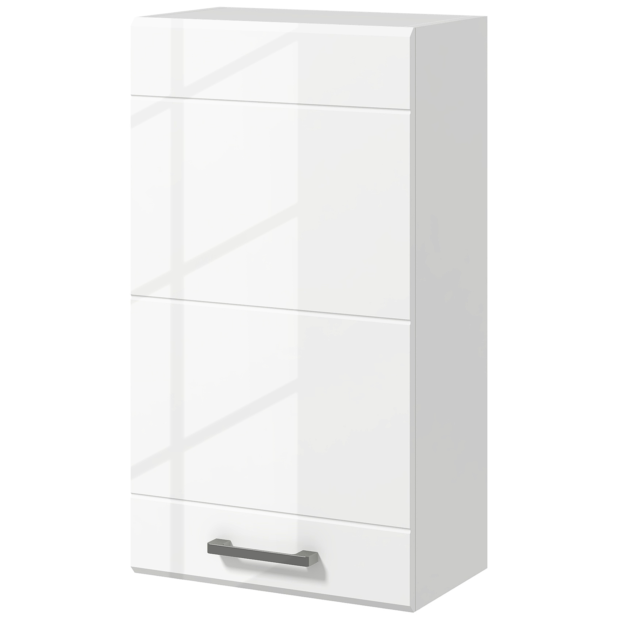 kleankin Hängender Badezimmerschrank, Toilettenaufbewahrung mit 3 Ebenen, höhenverstellbares Regal, 1 Tür, modern, hängender Schrank, 37 x 22,5 x 70 cm, Hochglanz Weiß   Aosom
