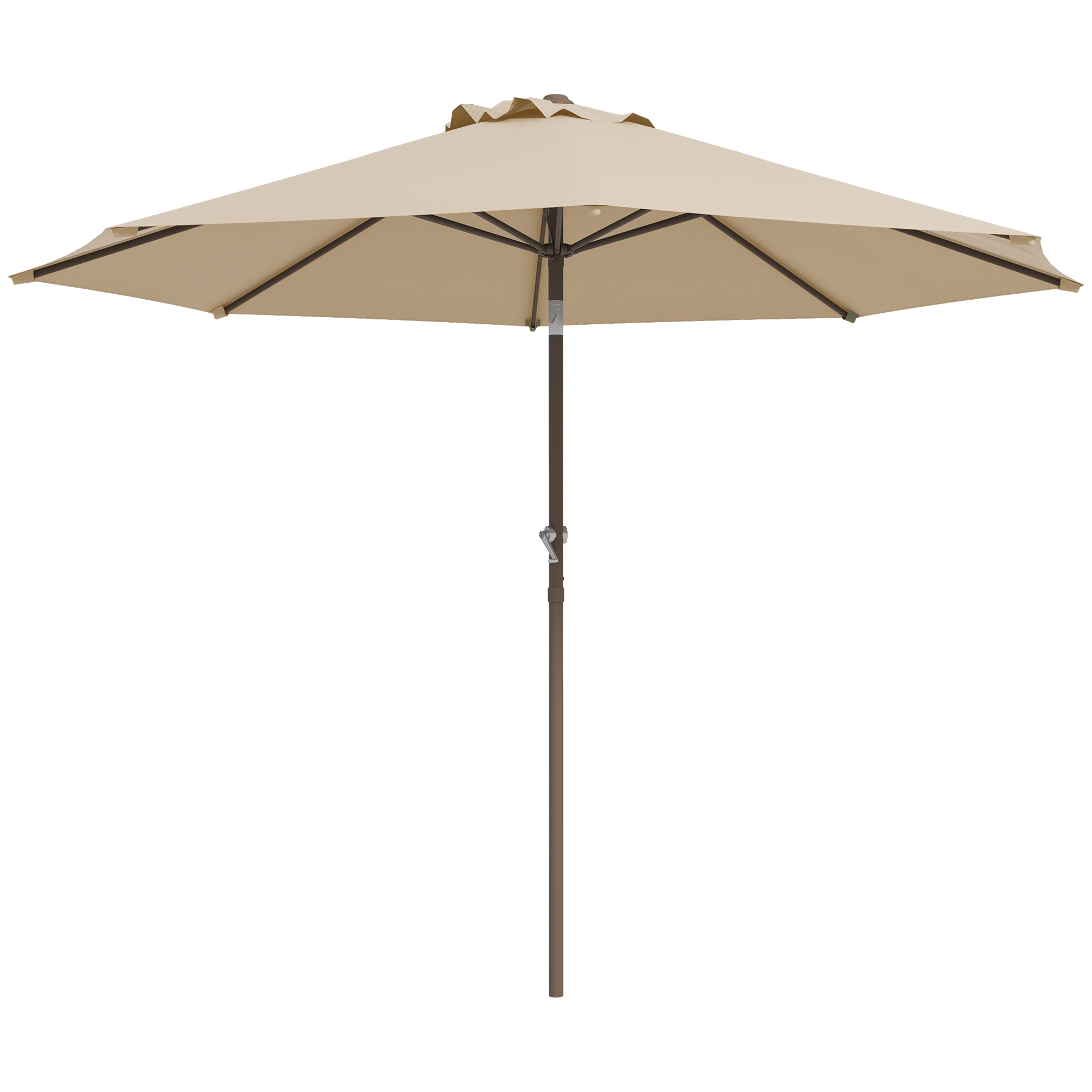 Outsunny Garten-Sonnenschirm Sonnenschirm Ø 2,63 m Metall Rund Polyester 180g/m² neigbar beige Aosom