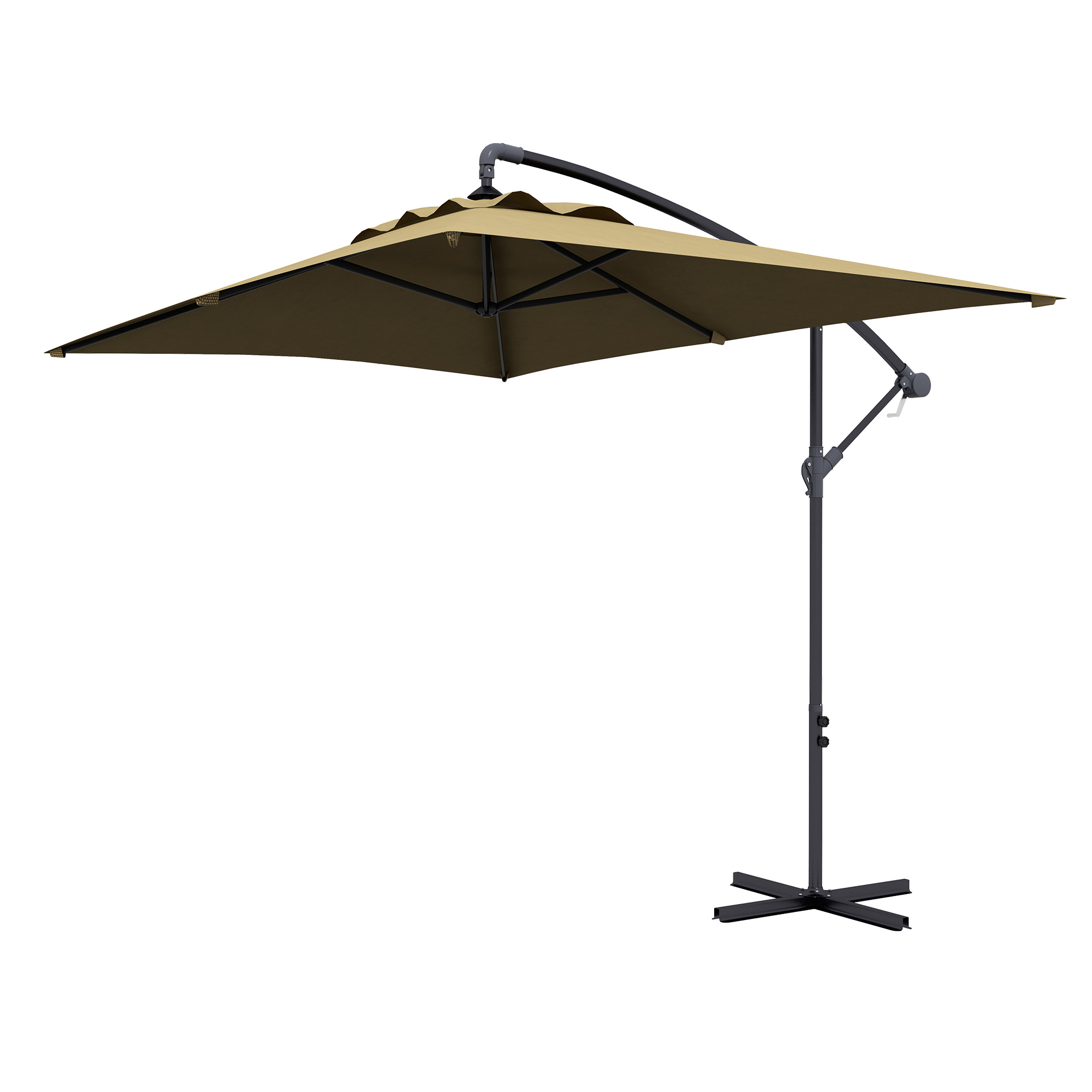 Outsunny Sonnenschirm overhang rechteckig mit Kurbel und 6 Stäben aus Stahl UV-Schutz Maße 294L x 193B x 250H cm BraunOutsunny Sonnenschirm overhang 3 x 2 m rechteckig mit Kurbel und 6 Stäben aus Stahl UV-Schutz Braun Aosom