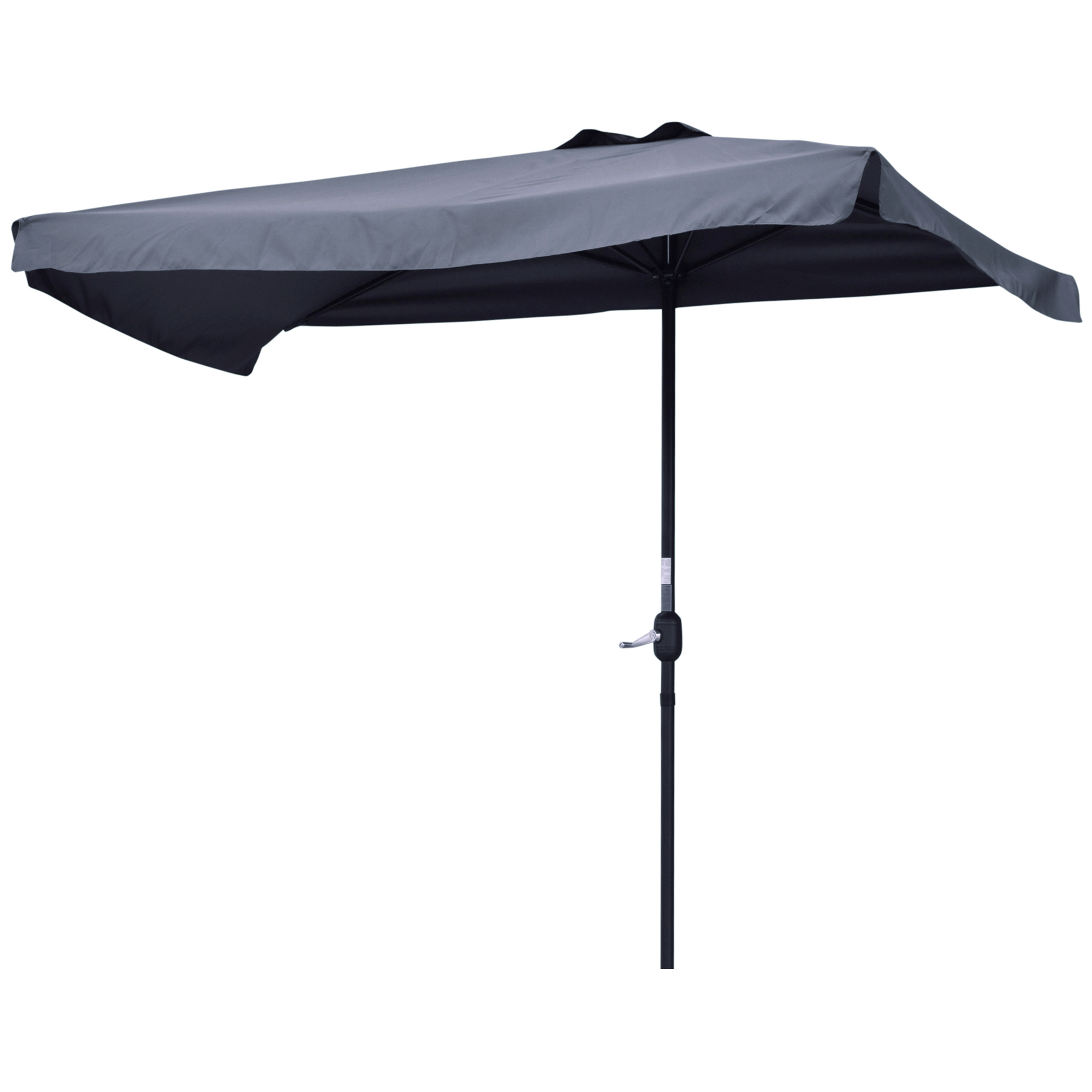 Outsunny Halber Sonnenschirm - Balkonsonnenschirm mit 5 Metallstreben, Maße 2,3L x 1,3B x 2,49H m, hochdichtes Polyester, Grau   Aosom