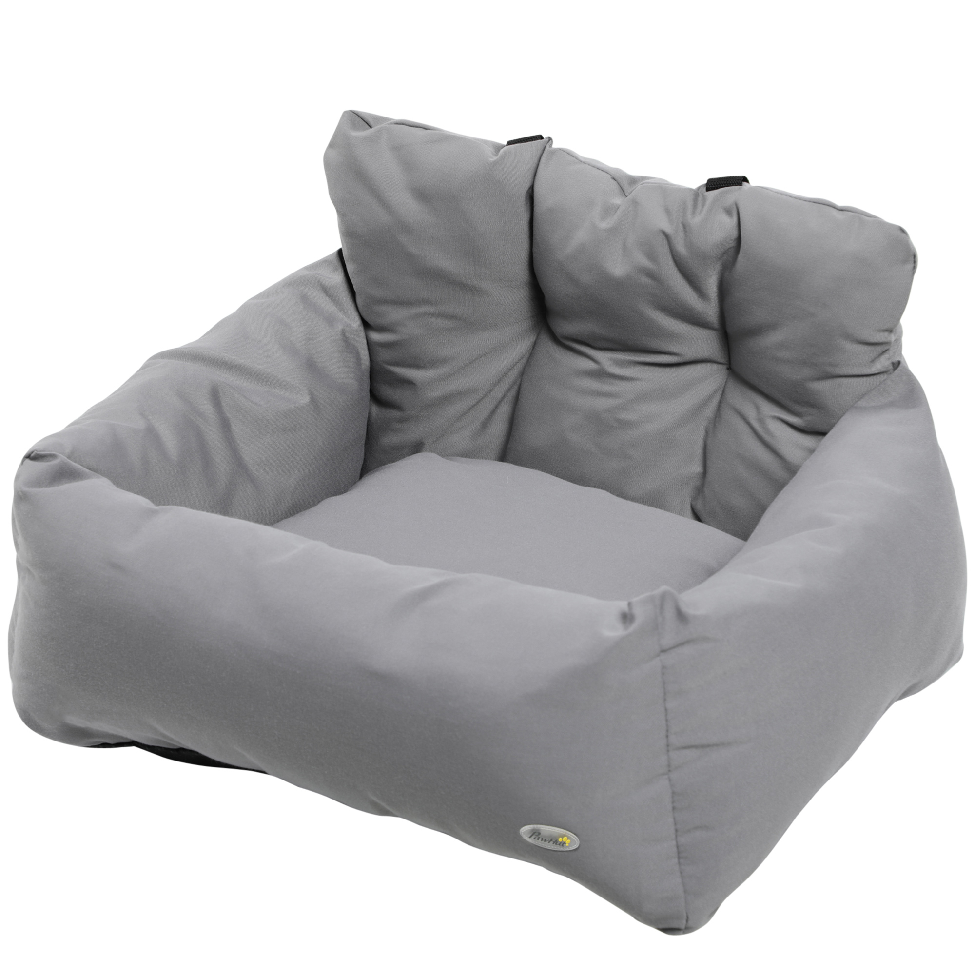 PawHut Autositz für Haustiere Tragetasche für Hunde und Katzen, gefüllt mit dickem PP-Baumwolle, sicher und komfortabel, rutschfester Boden, 50 x 54 x 33 cm, Dunkelgrau   Aosom