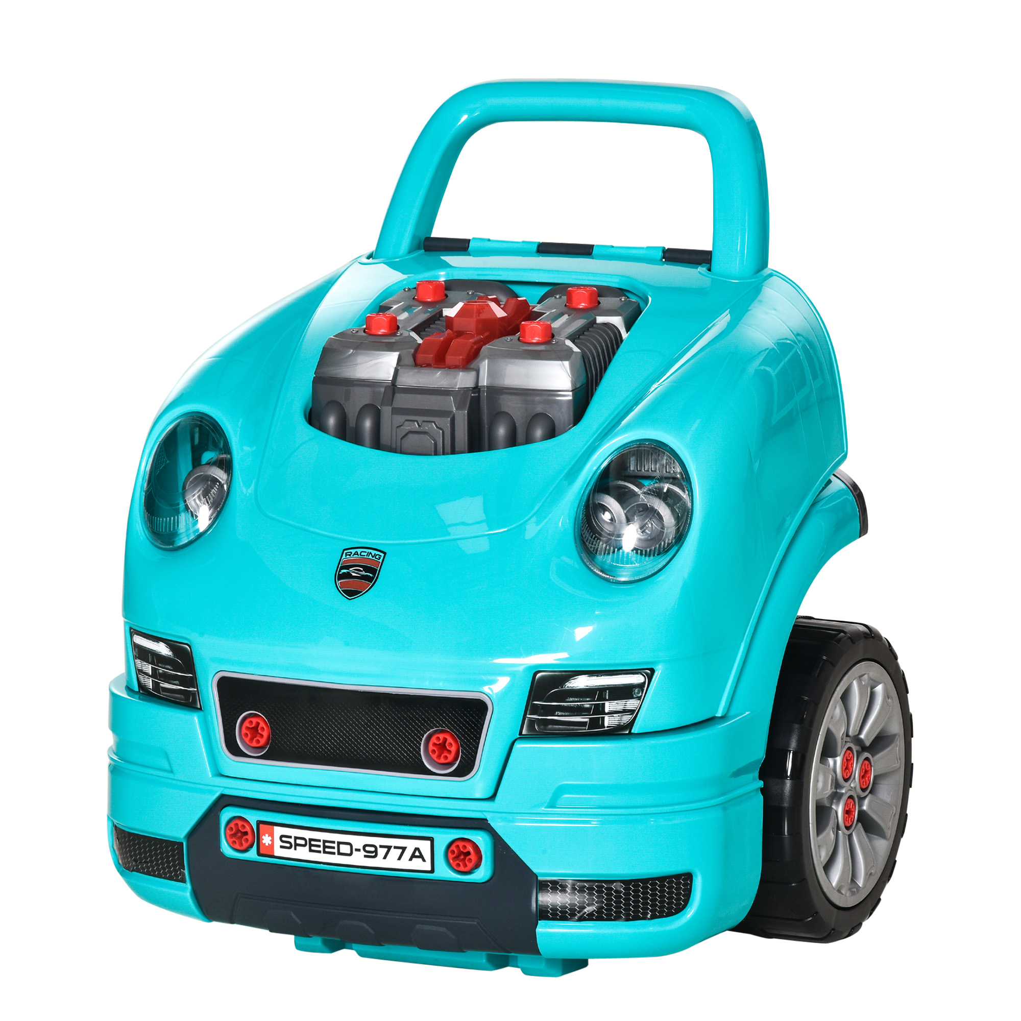 HOMCOM LKW Mechaniker 2 in 1 - Kinder Bastelset - Mechaniker Nachahmungsspiel - zahlreiche Zubehörteile insgesamt 61 Teile - Sound- und Lichteffekte - Blau   Aosom