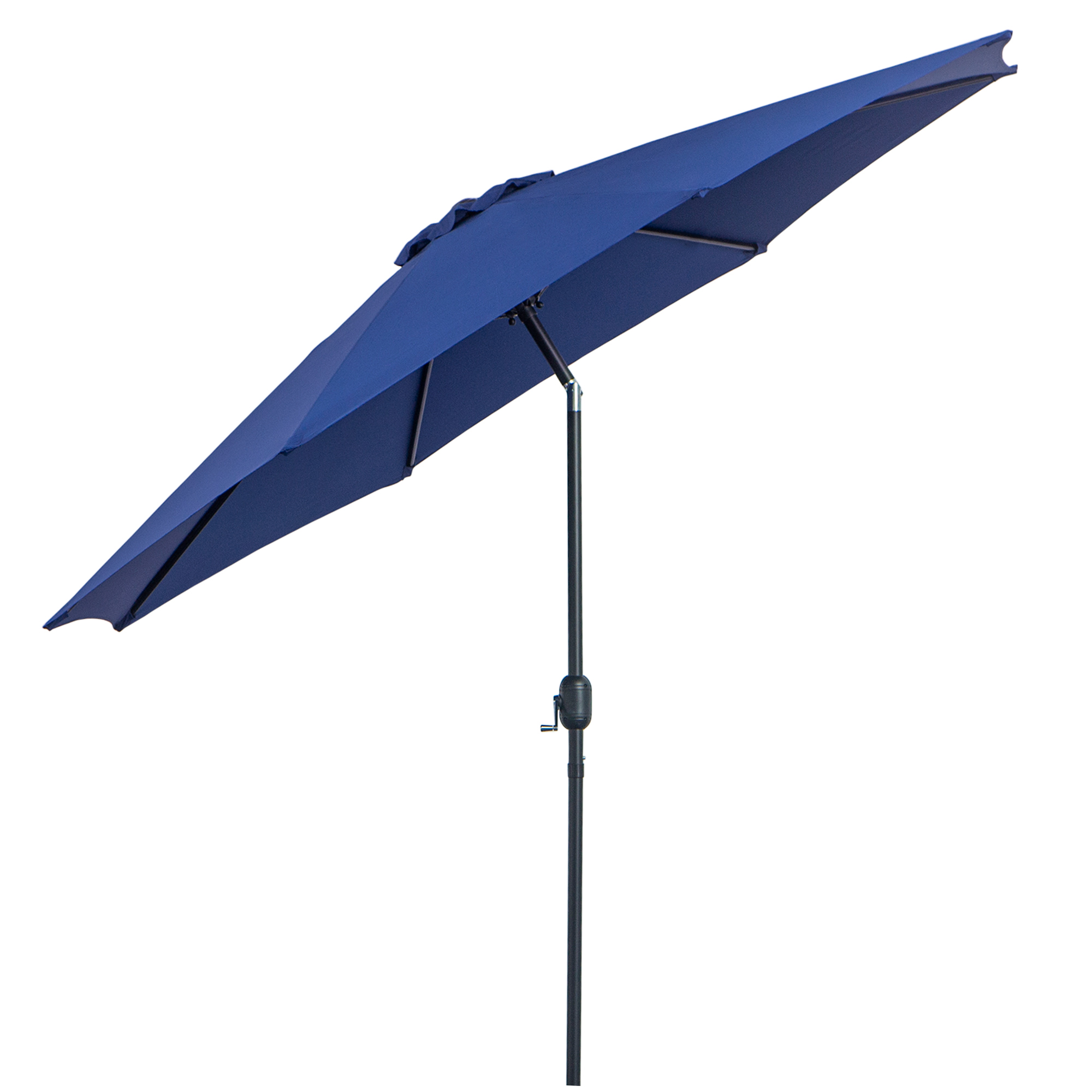 Outsunny Gartenschirm Gerader Sonnenschirm Neigbar Ø 3 m Metall Rund Polyester 180g/m² Kurbel Neigbar Blau   Aosom