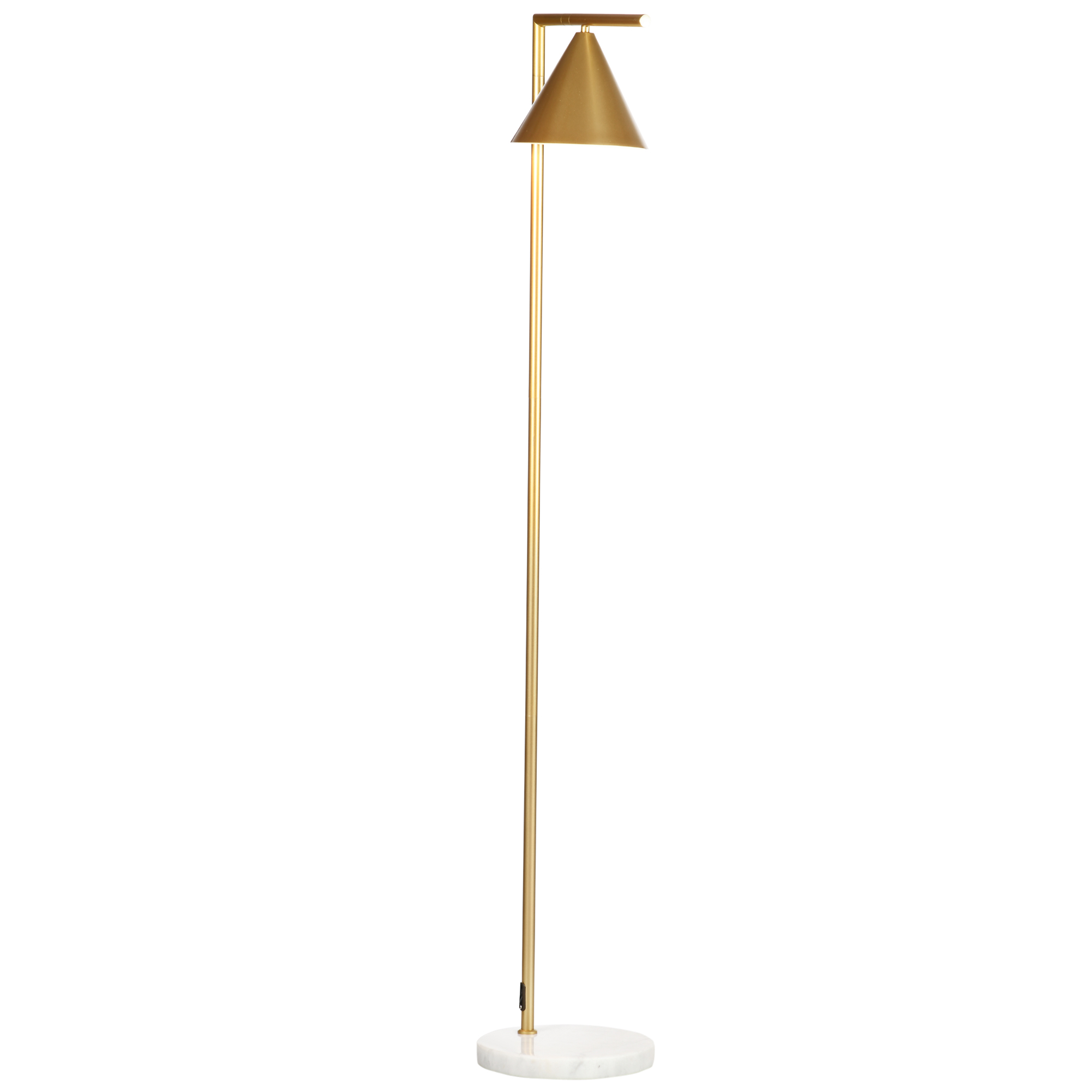 HOMCOM Stehlampe für das Wohnzimmer 40W, Stehleuchte aus goldenem Stahl, verstellbarer kegelförmiger Lampenschirm, Marmorsockel, Höhe 153 cm, für Wohnzimmer und Schlafzimmer, gold und weiß Aosom