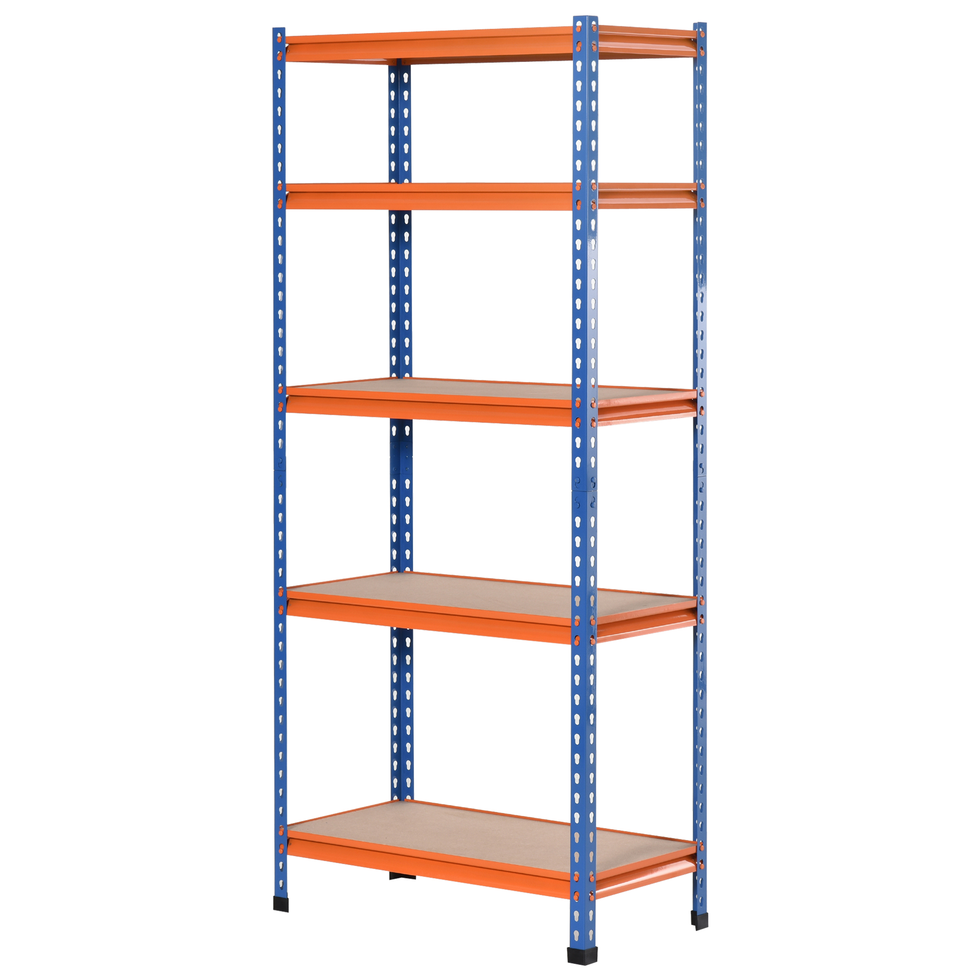 HOMCOM Schwerlastregal aus Metall mit 5 Ebenen, Garagenregal, Lagerregal, Tragkraft 1500 kg, 80 x 40 x 182 cm, Blau Orange   Aosom