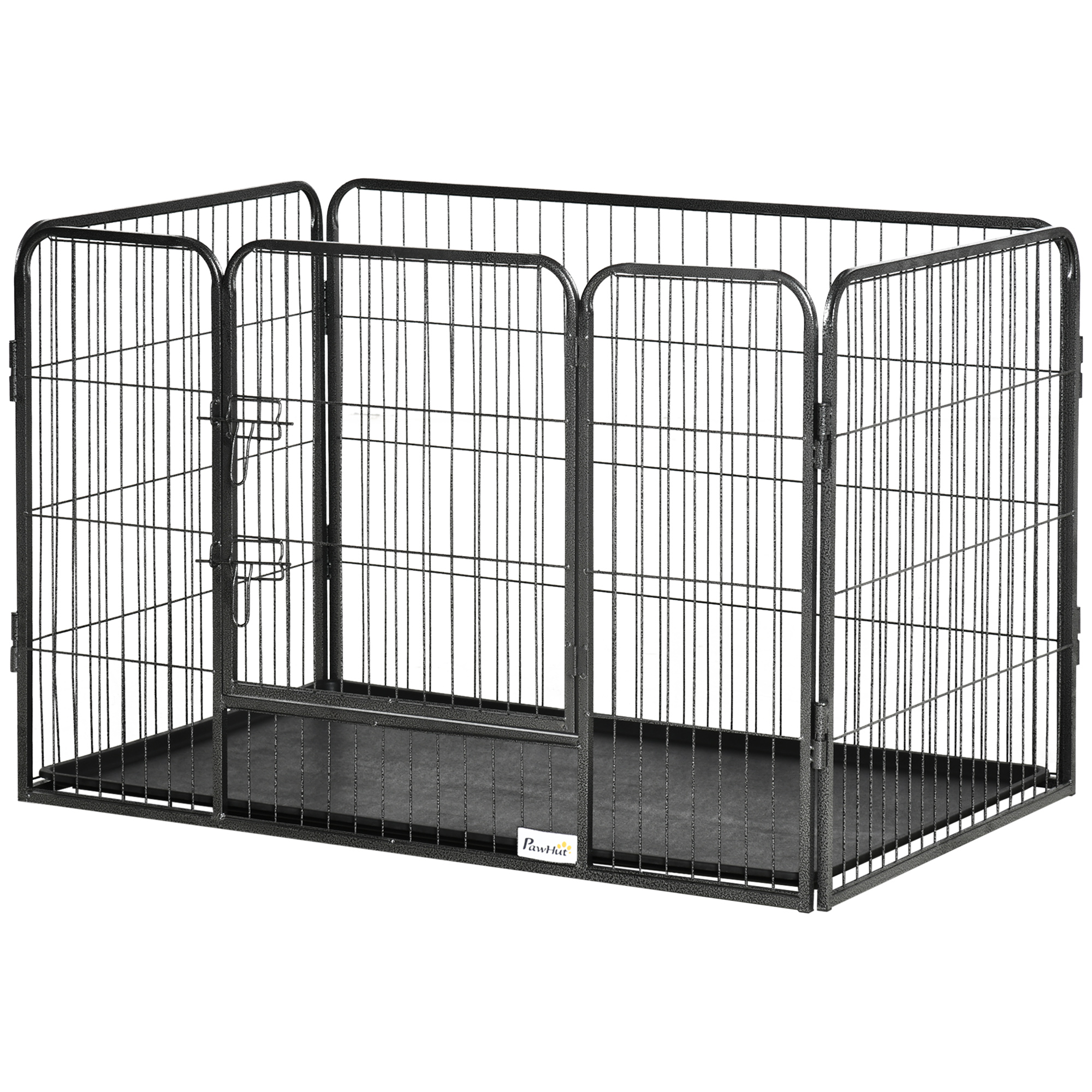 PawHut Hundezwinger 4-Stahlgitterpaneelen mit Boden verriegelbarer Tür, innen oder außen, Abmessungen 109L x 74B x 71H cm Aosom