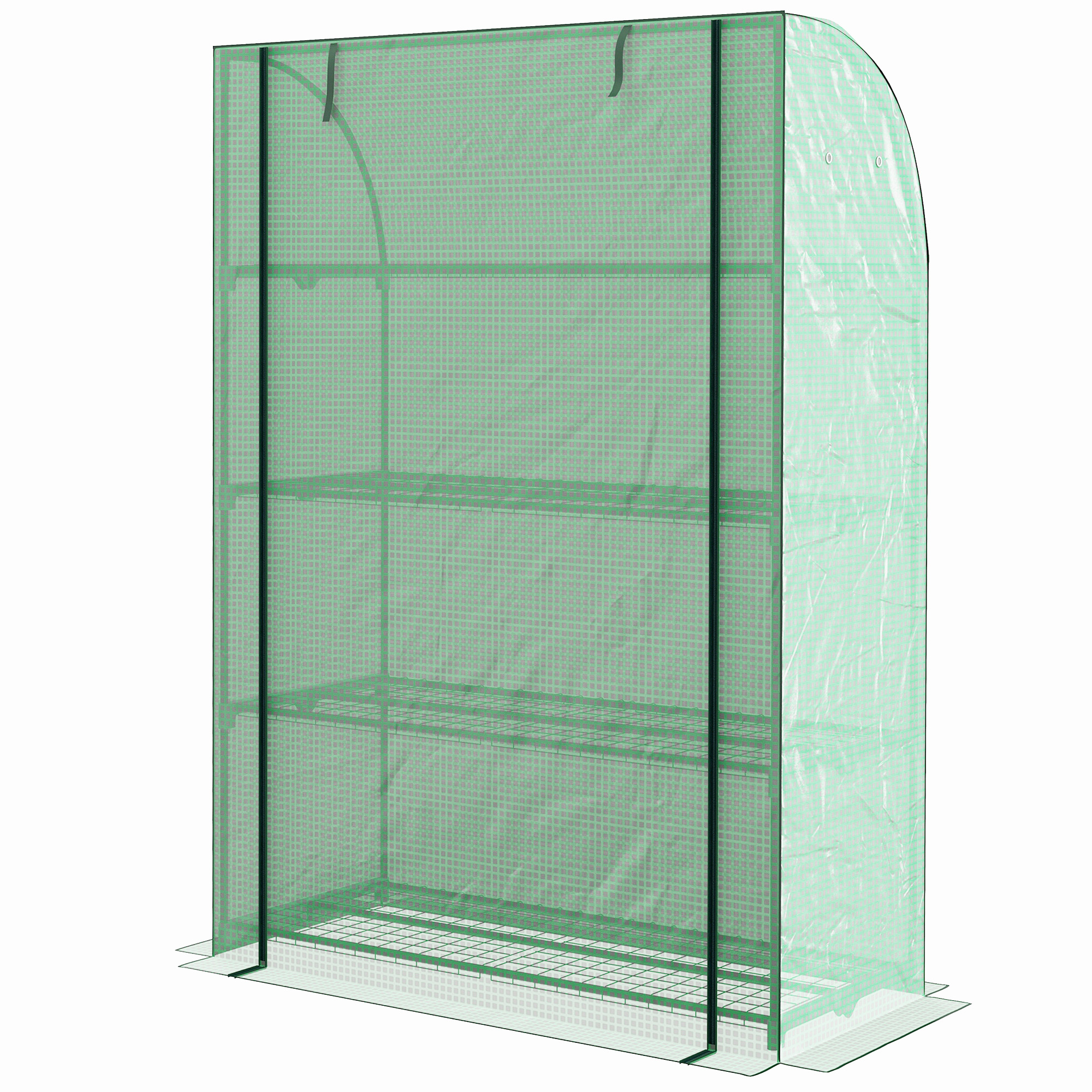 Outsunny Mini-Gewächshaus Balkongewächshaus 4-Etagen mit Stahlrahmen & verstärkter PE-Abdeckung, innen und außen tragbarer Rollladentür, 120 x 50 x 170 cm, grün   Aosom