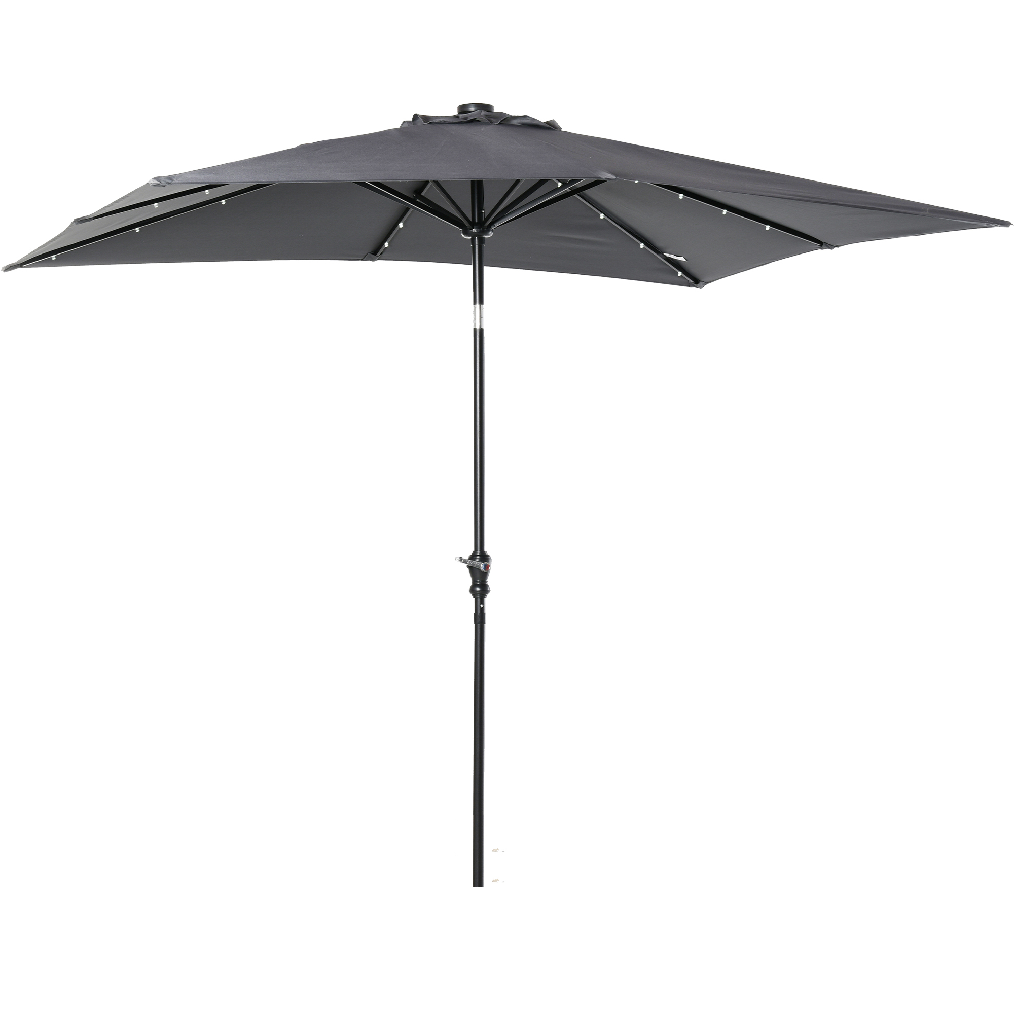 Outsunny Garten Sonnenschirm Gerader 3 x 2 m rechteckig neigbar mit LED-Solarbeleuchtung Stahl hochdichtes Polyester Grau   Aosom