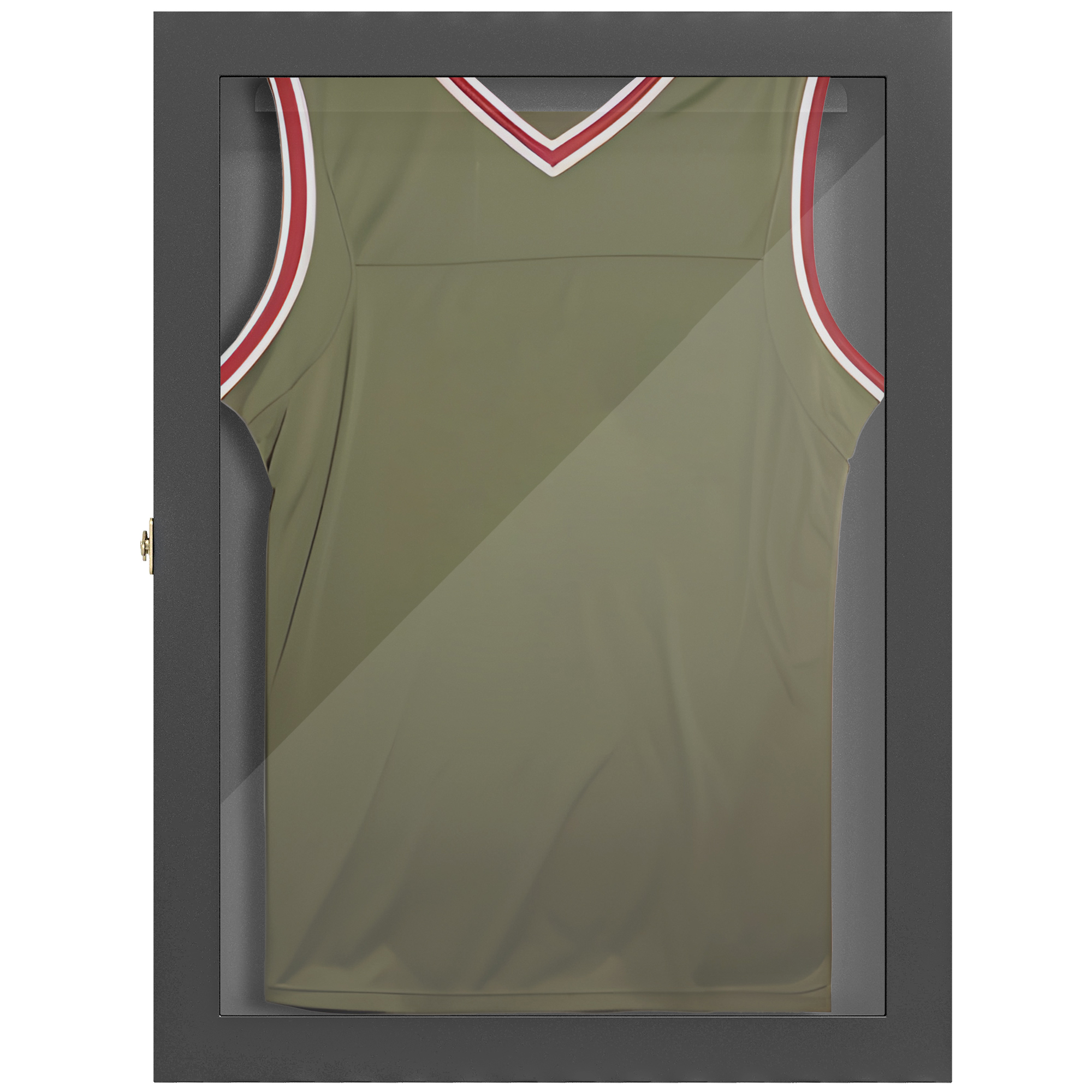HOMCOM Frame Box T-Frame Rahmen für Trikot mit Acryltür Innenfutter aus Filz 60 x 6,5 x 80 cm Schwarz Aosom