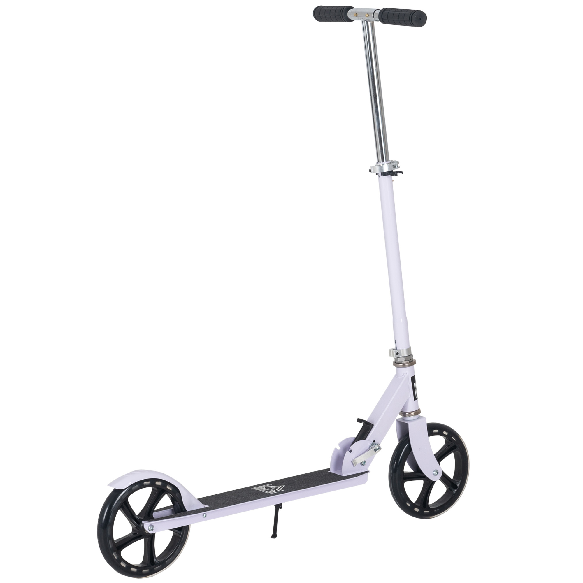 HOMCOM Kinderroller Klappbar Höhenverstellbarer Lenker in 4 Stufen hintere Reibungsbremse für Kinder Jugendliche max. 100KG Abmessungen 88L x 37B x 75-100H cm Weiß Aosom