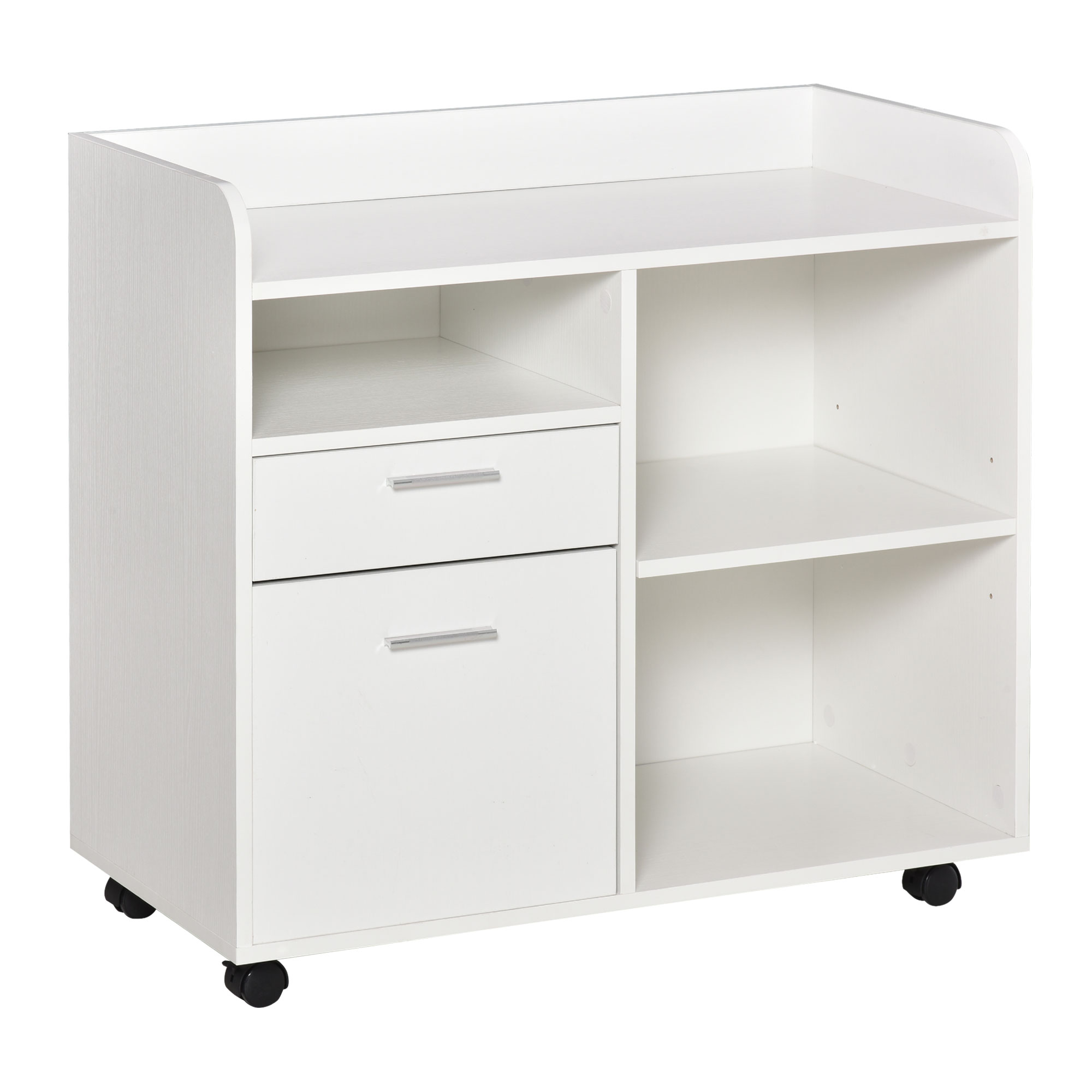Vinsetto Druckerständer - Rollbarer Büro-Organizer - Maße 80l x 40B x 72H cm in Weißem Holz   Aosom