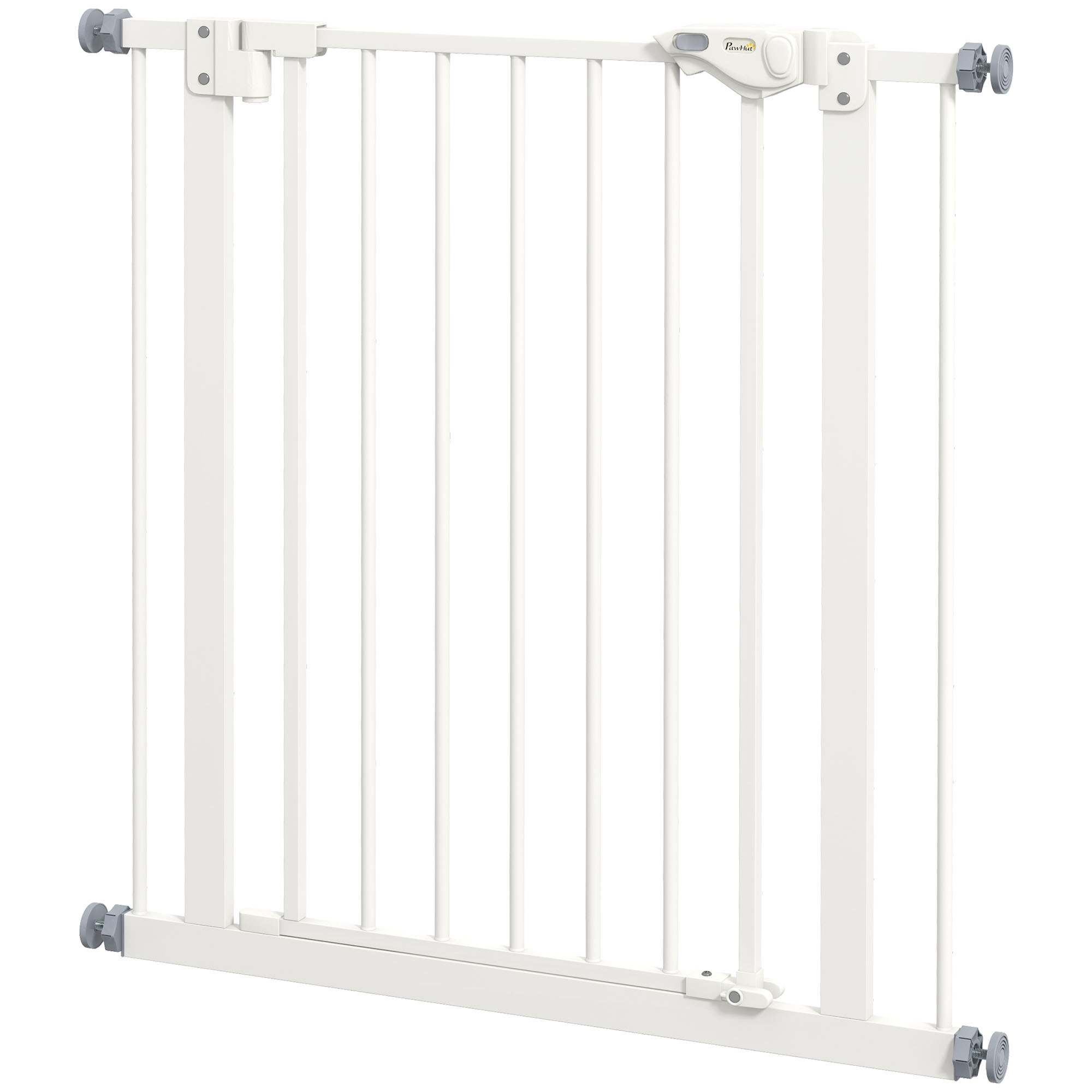 PawHut Türschutzgitter Hunde, Absperrgitter, 74-80 cm, Treppenschutzgitter für Haustier, Hundegitter, Schutzgitter ohne Bohren, Metall, Kunststoff, Weiß Aosom