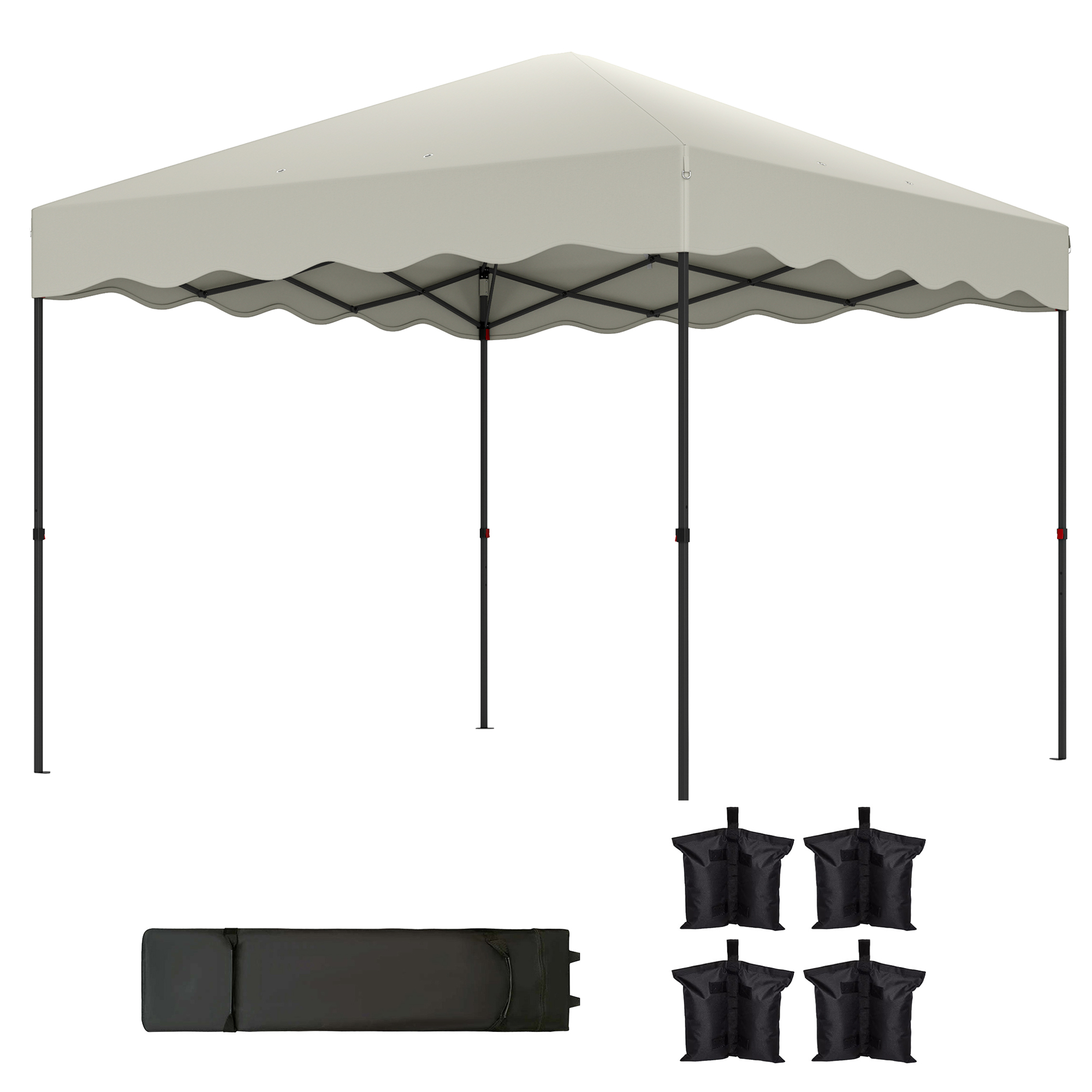 Outsunny Pavillon ca.3x3m, wasserabweisend Stabil Winterfest Pop-up Faltpavillon mit UV Schutz 50+, Faltbar Partyzelt Gartenzelt mit Rolltasche, Gartenpavillon für Camping Garten, Cremeweiß   Aosom