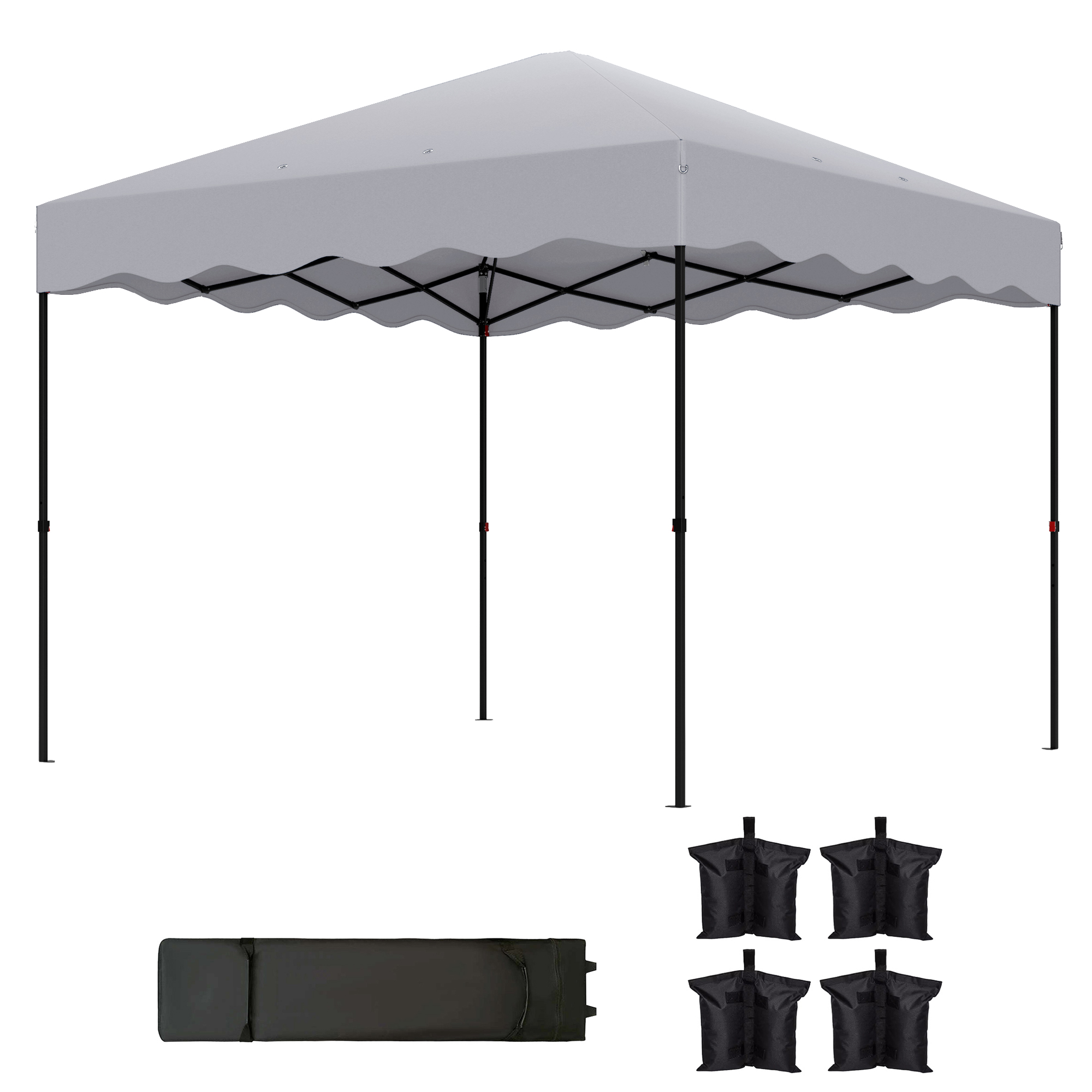 Outsunny Pavillon ca.3x3m, wasserabweisend Stabil Winterfest Pop-up Faltpavillon mit UV Schutz 50+, Faltbar Partyzelt Gartenzelt mit Rolltasche, Gartenpavillon für Camping Garten, Hellgrau   Aosom