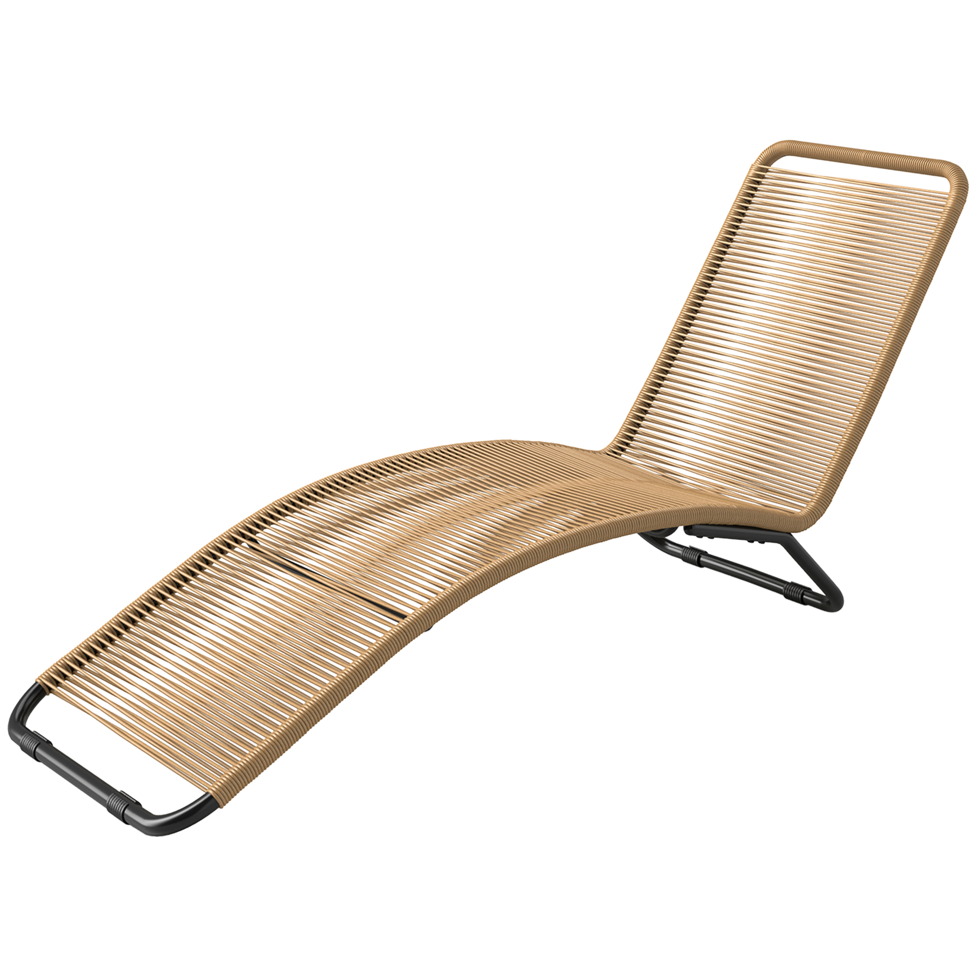Outsunny Sonnenliege aus Polyrattan, Gartenliege mit UV-Schutz, wetterfest Liege 120 kg belastbar, Relaxliege Liegestuhl Gartenmöbel für Garten, Balkon, Outdoor, 176 x 58 x 82 cm, Naturholz Aosom