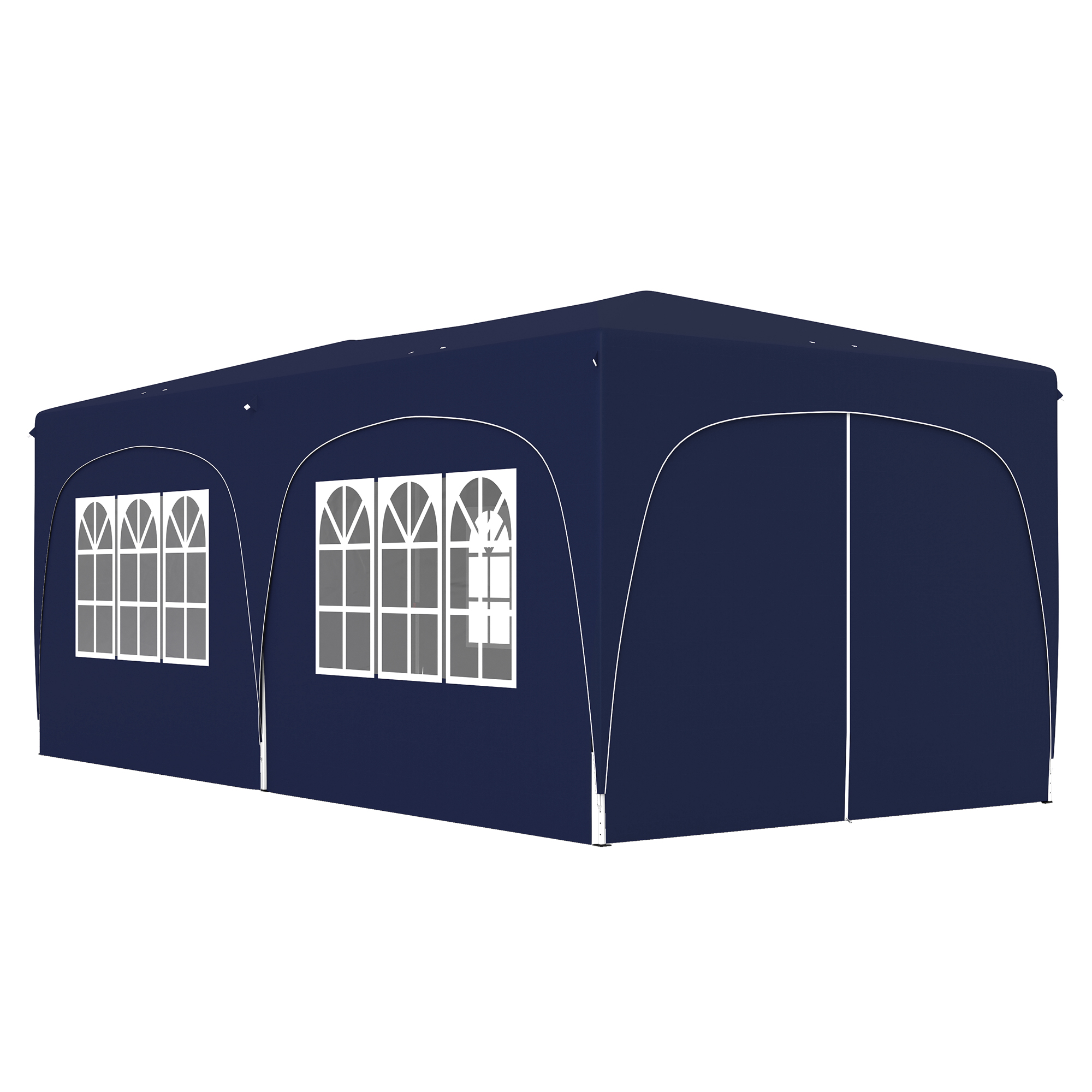 Outsunny Pavillon ca. 3x6m, wasserabweisend Stabil Winterfest Pop-up Faltpavillon, UV Schutz 50+, Faltbar Partyzelt Gartenzelt mit 6 Seitenteilen Tasche Gartenpavillon für Camping Garten, Dunkelblau   Aosom