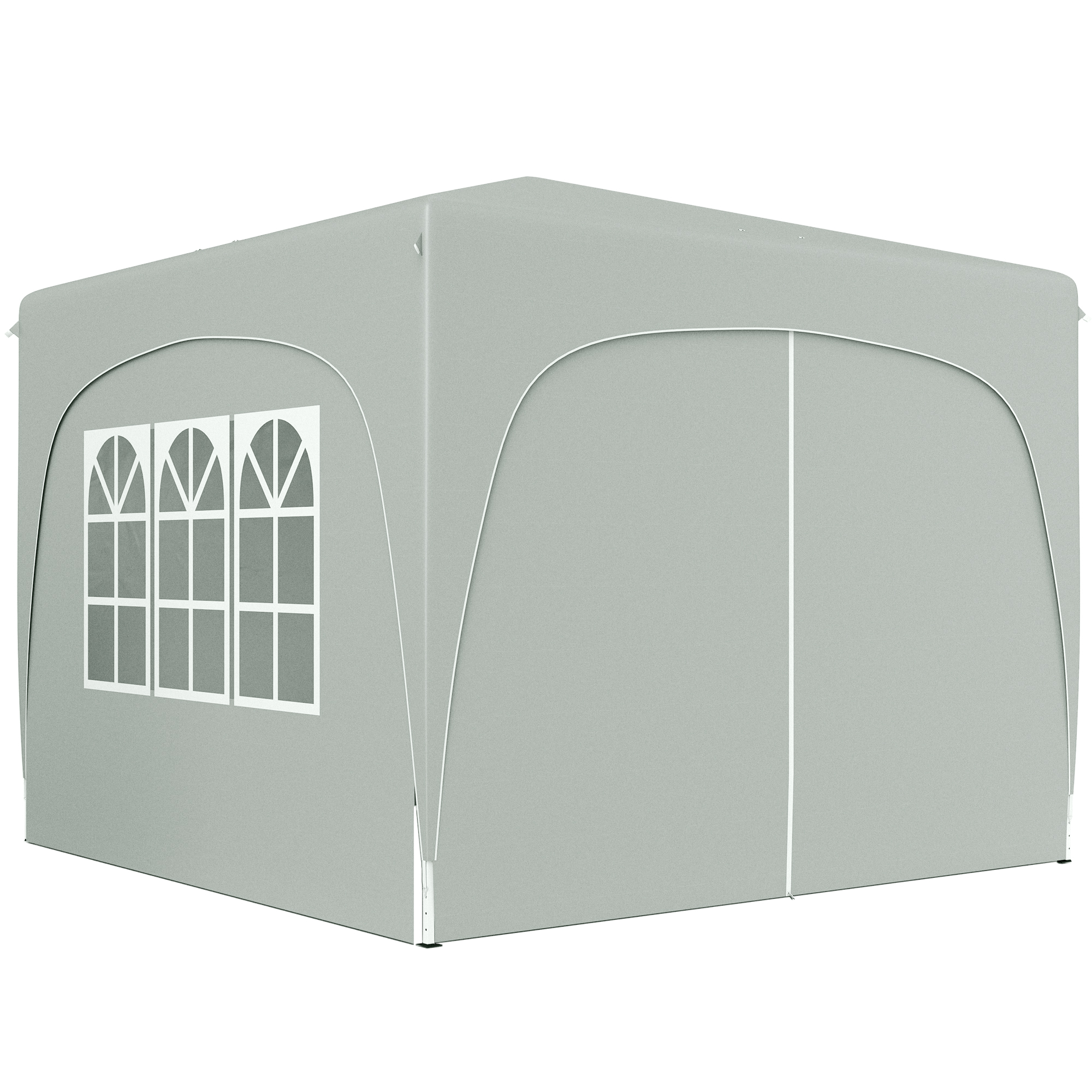Outsunny Pavillon 3x3m, wasserabweisend Stabil Winterfest Pop-up Faltpavillon, UV Schutz 50+, Faltbar Partyzelt Gartenzelt mit 4 Seitenteilen Tasche Gartenpavillon für Camping Garten, Hellgrau   Aosom