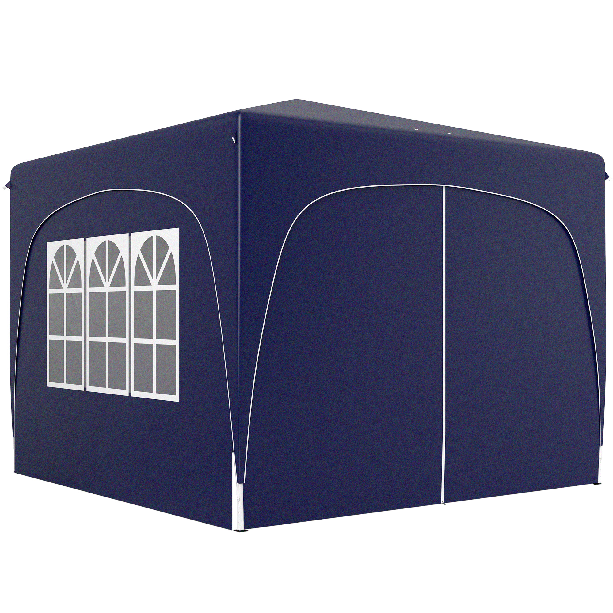 Outsunny Pavillon 3x3m, wasserabweisend Stabil Winterfest Pop-up Faltpavillon, UV Schutz 50+, Faltbar Partyzelt Gartenzelt mit 4 Seitenteilen Tasche Gartenpavillon für Camping Garten, Dunkelblau   Aosom