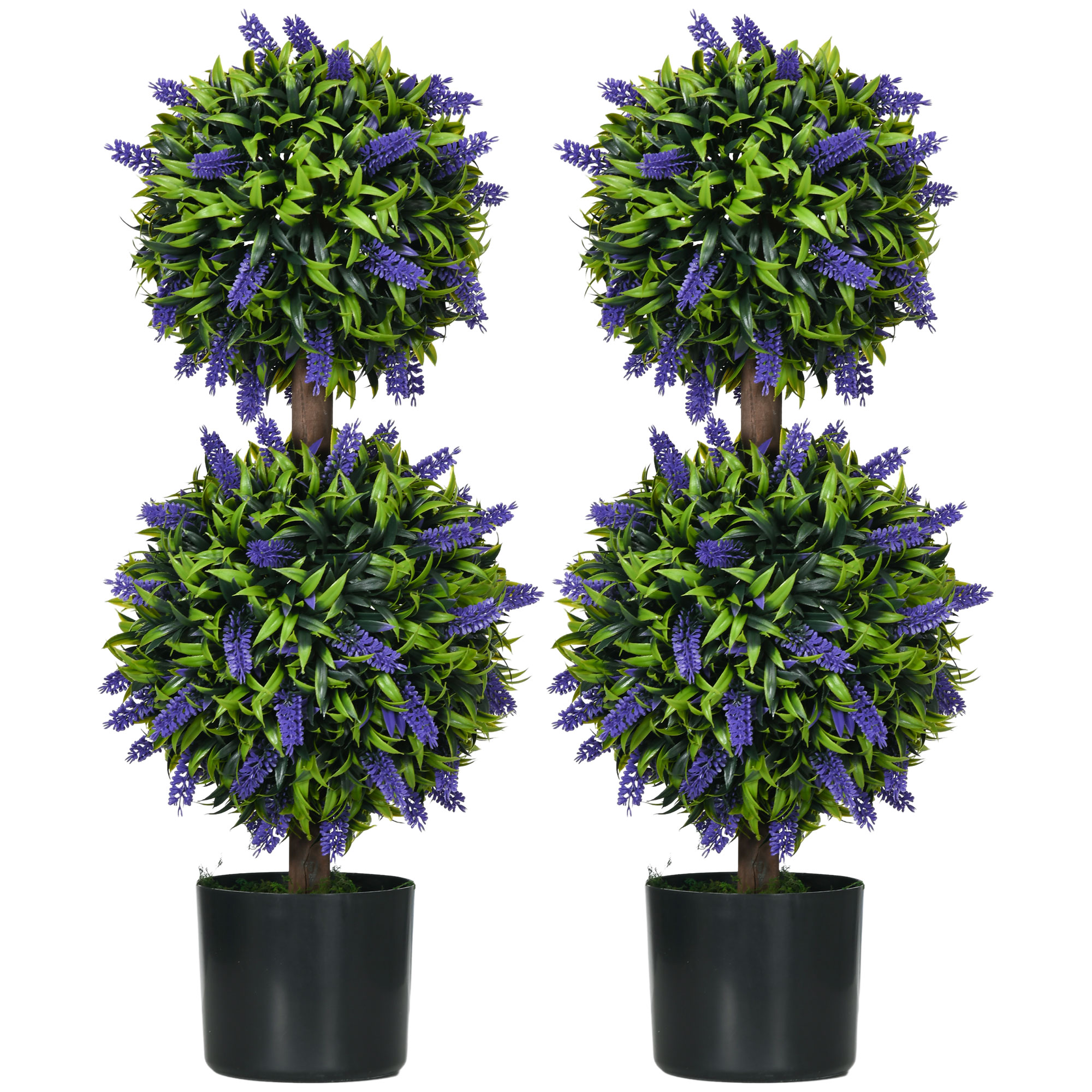 HOMCOM Künstliche Pflanzen 2er-Set Lavendel 70 cm UV-beständige Kunstpflanze im Blumentopf für Wohnzimmer & Garten Aosom.de