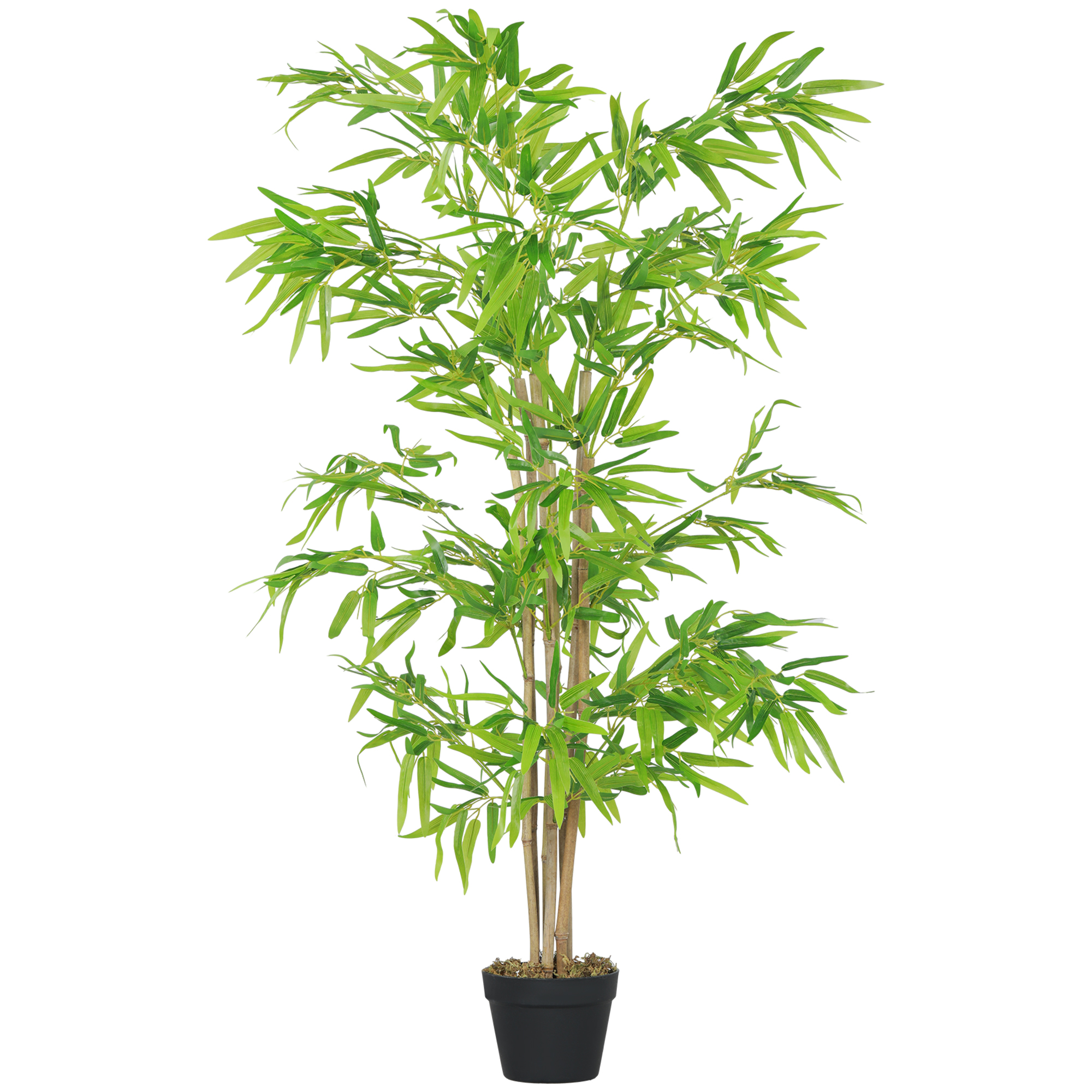 HOMCOM künstlicher Bambus groß 150cm Kunstpflanze, Plastik Künstliche Pflanzen im Topf, Fake Plant Bambus wie echt mit Kunstmoos für Wohnzimmer Schlafzimmer Büro Garten Moderne Dekoration Aosom