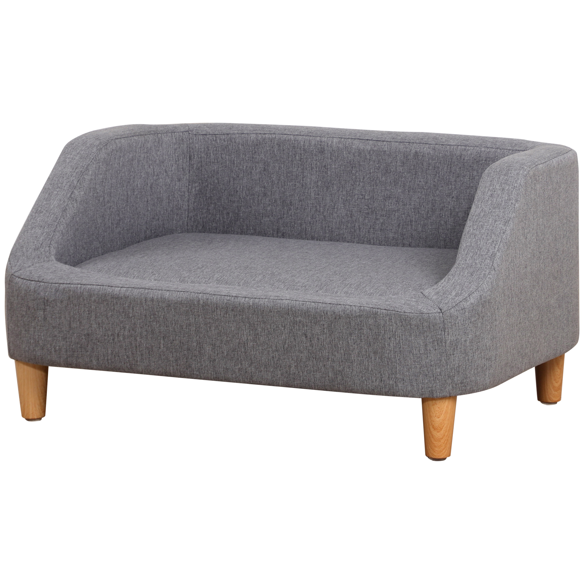PawHut Hundesofa Katzensofa Haustier Sofastil skandinavisch Holzfüße Stoffbezug abnehmbar 75 x 55 x 39 cm - Grau Aosom