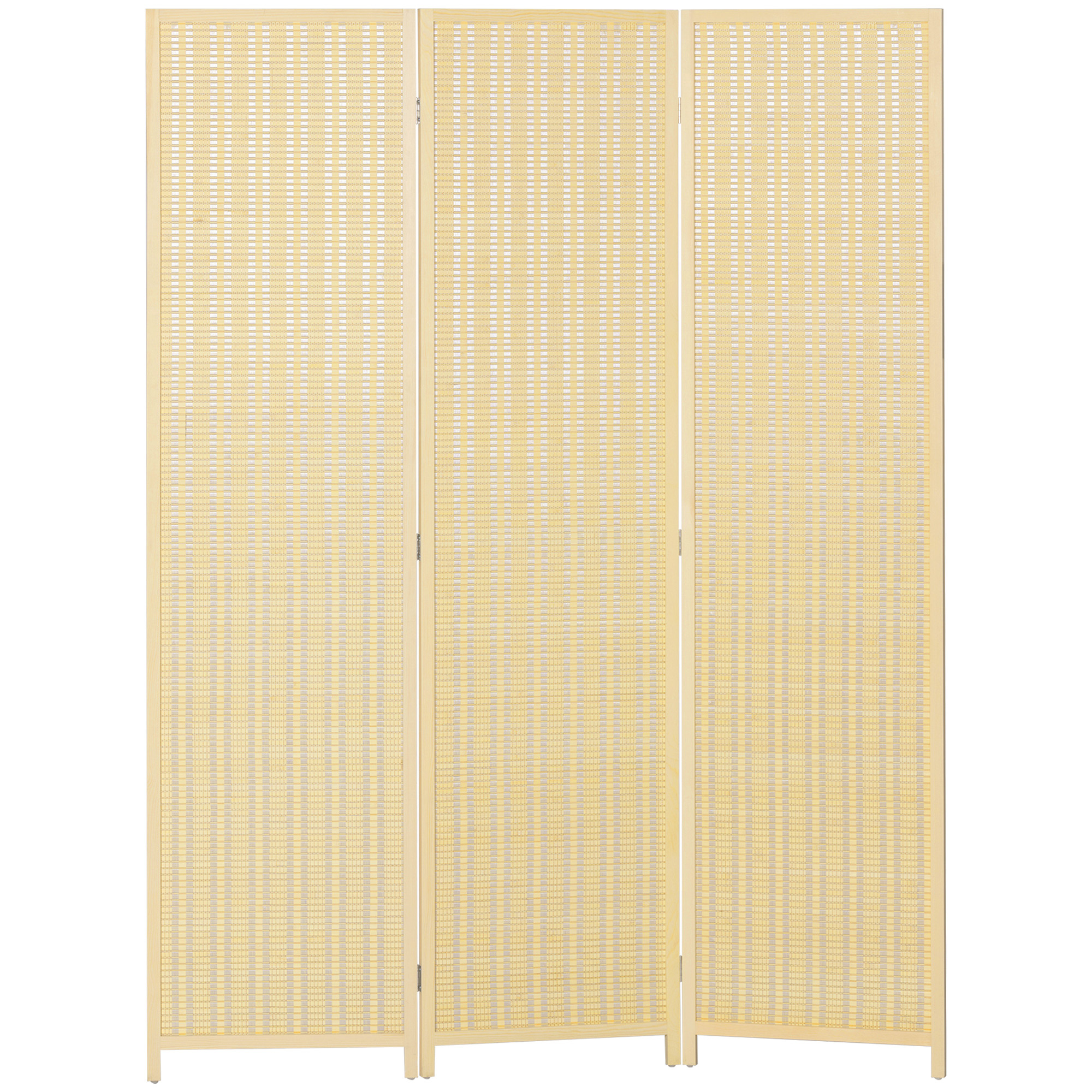 HOMCOM Innenraum Paravent aus Holz 3 Paneele 135 x 180 cm Raumteiler faltbar Trennwand für Wohnzimmer Schlafzimmer Haus, Naturholz Aosom