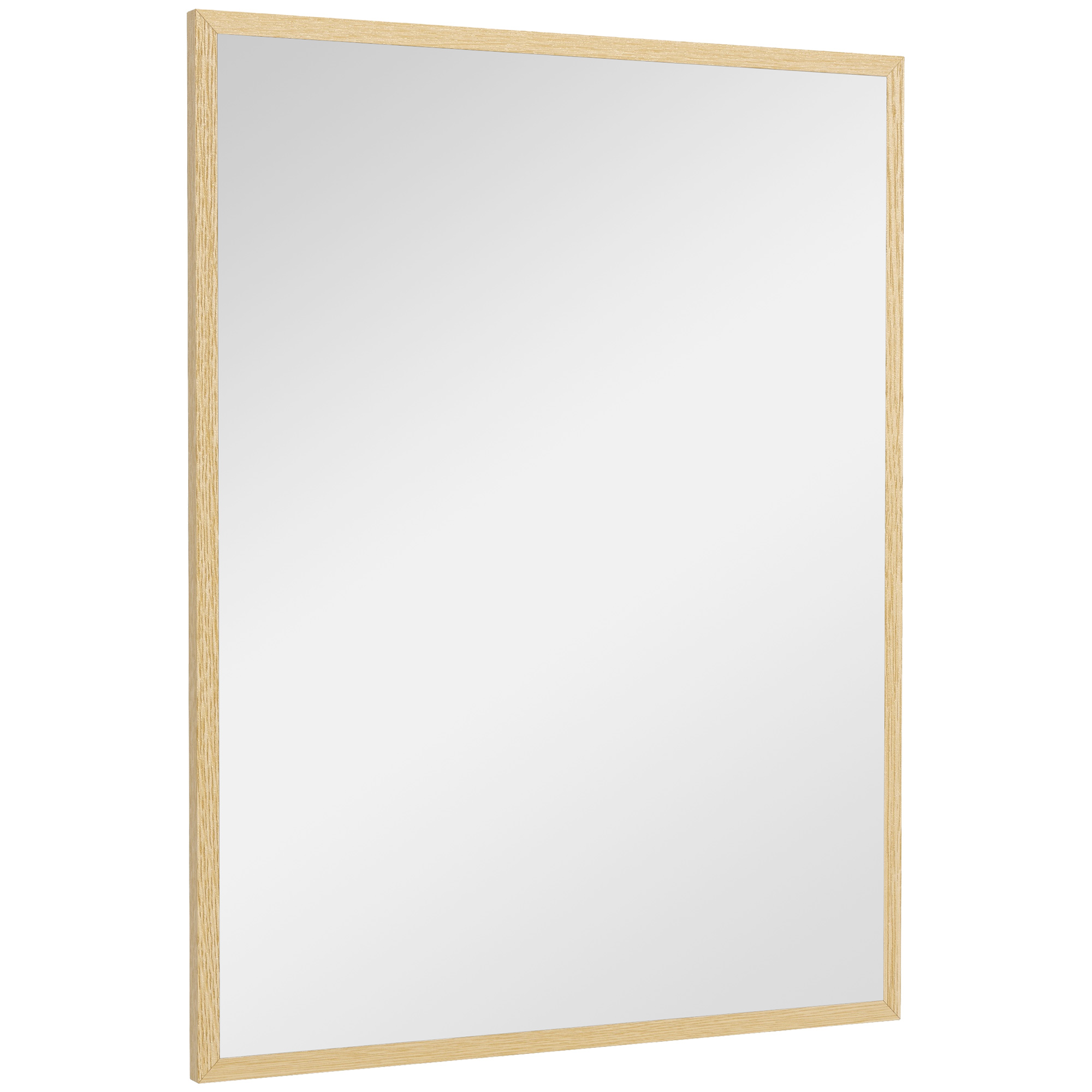 HOMCOM Wandspiegel rechteckig 90 x 70 cm, Holzrahmen, ideal für Badezimmer, Wohnzimmer oder Schlafzimmer, natur   Aosom