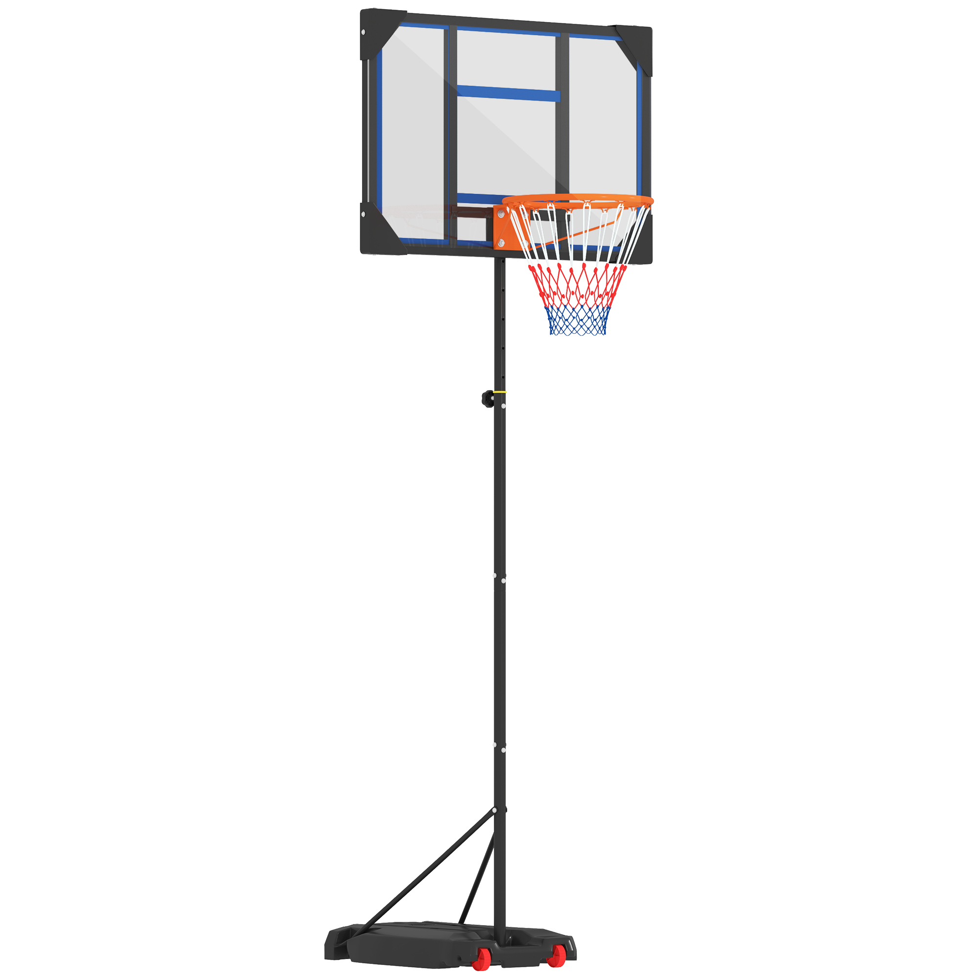 AIYAPLAY Basketballkorb für Kinder, höhenverstellbar von 210-260 cm, Outdoor- und Indoor-Basketballkorb mit Rädern, Standfuß, Geschenk für Jungen und Mädchen ab 6 Jahren, Blau   Aosom
