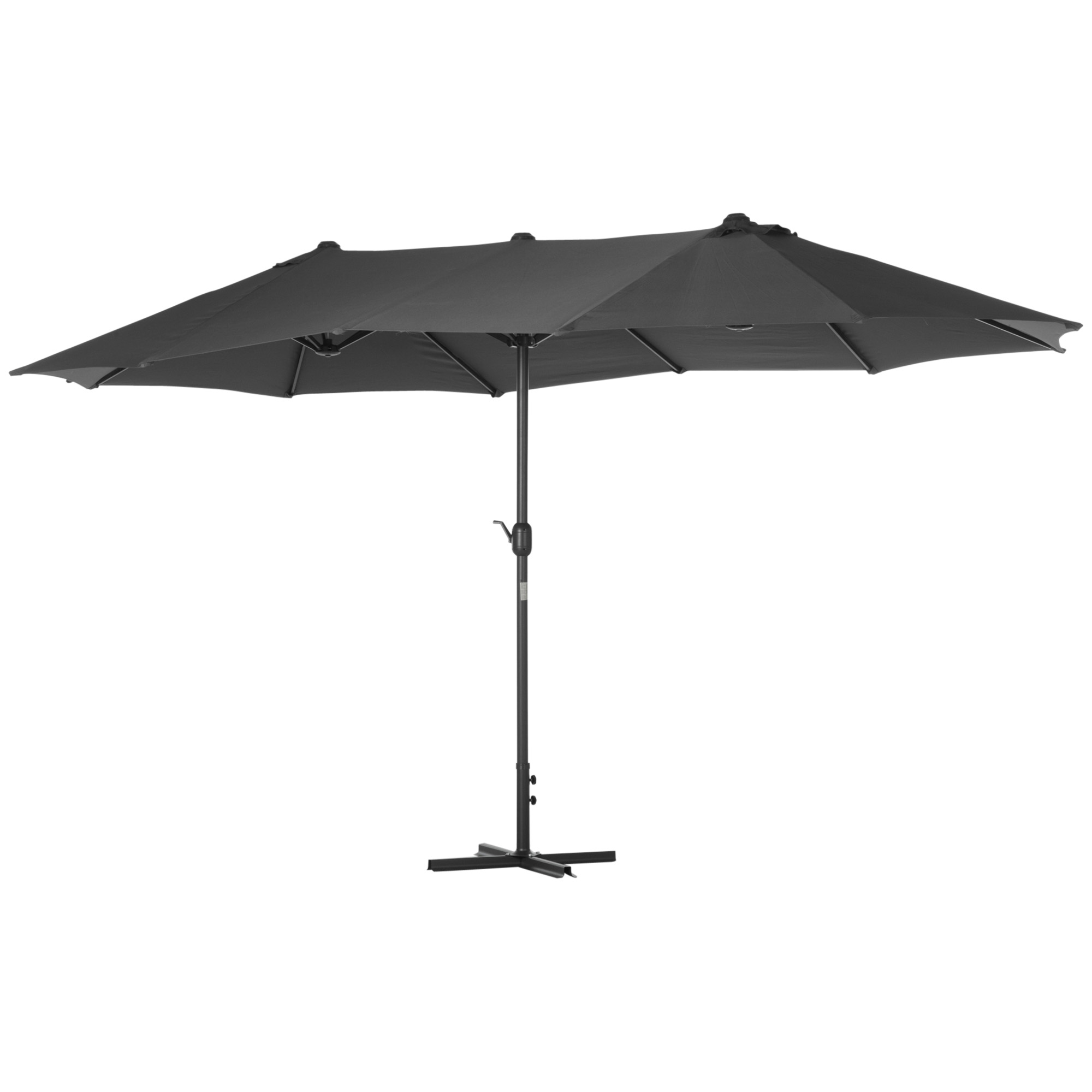 Outsunny XXL Gartenschirm mit Kreuzfuß, großer Sonnenschirm 4,6L x 2,7B x 2,4H cm, Kurbelöffnung und -schließung, Stahlmast, hochdichtes Polyester, Grau   Aosom