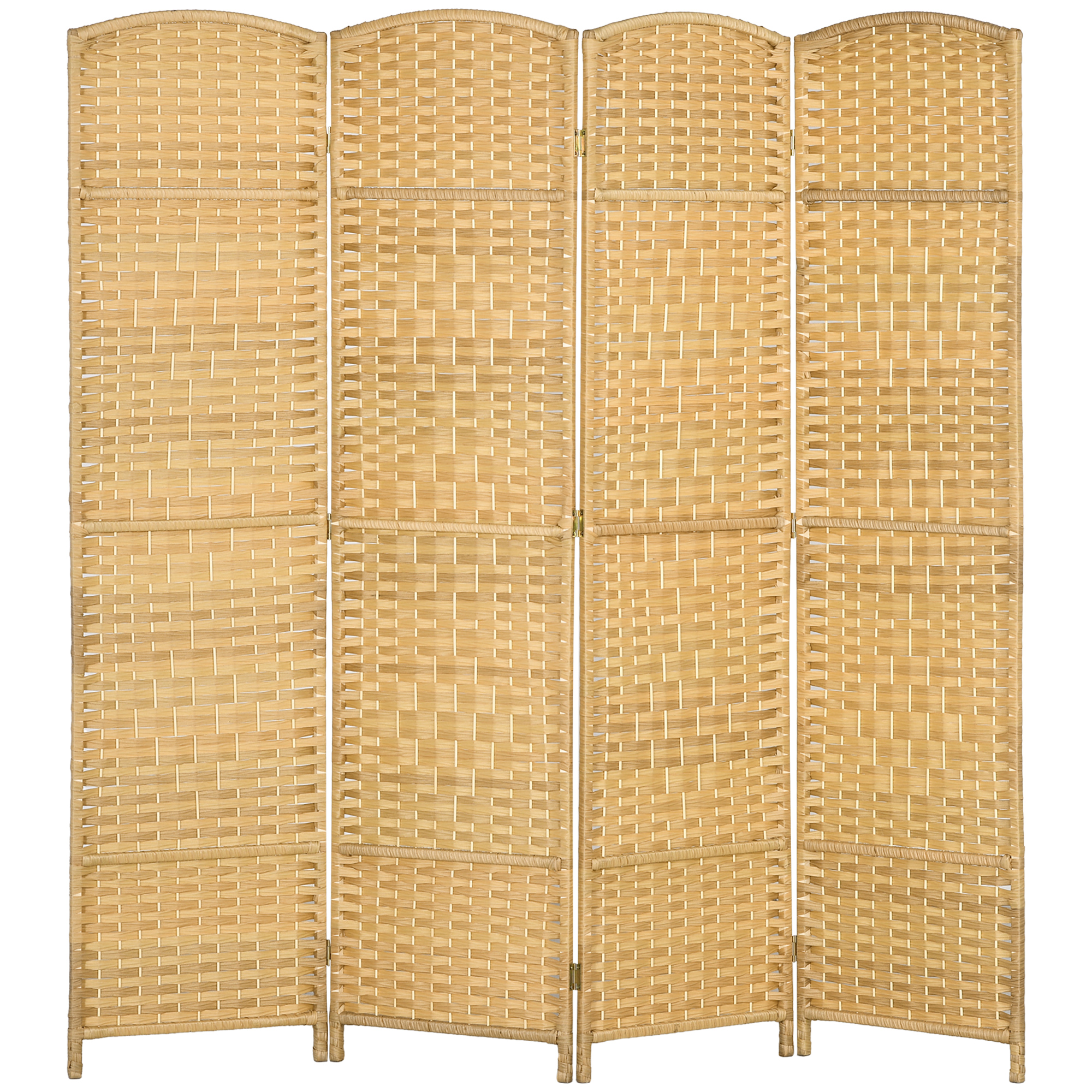 HOMCOM Innenraum-Paravent aus Holz, 4 Paneele, 180 x 180 cm, faltbarer Raumteiler für Wohnzimmer, Schlafzimmer, Zuhause, Naturholz   Aosom