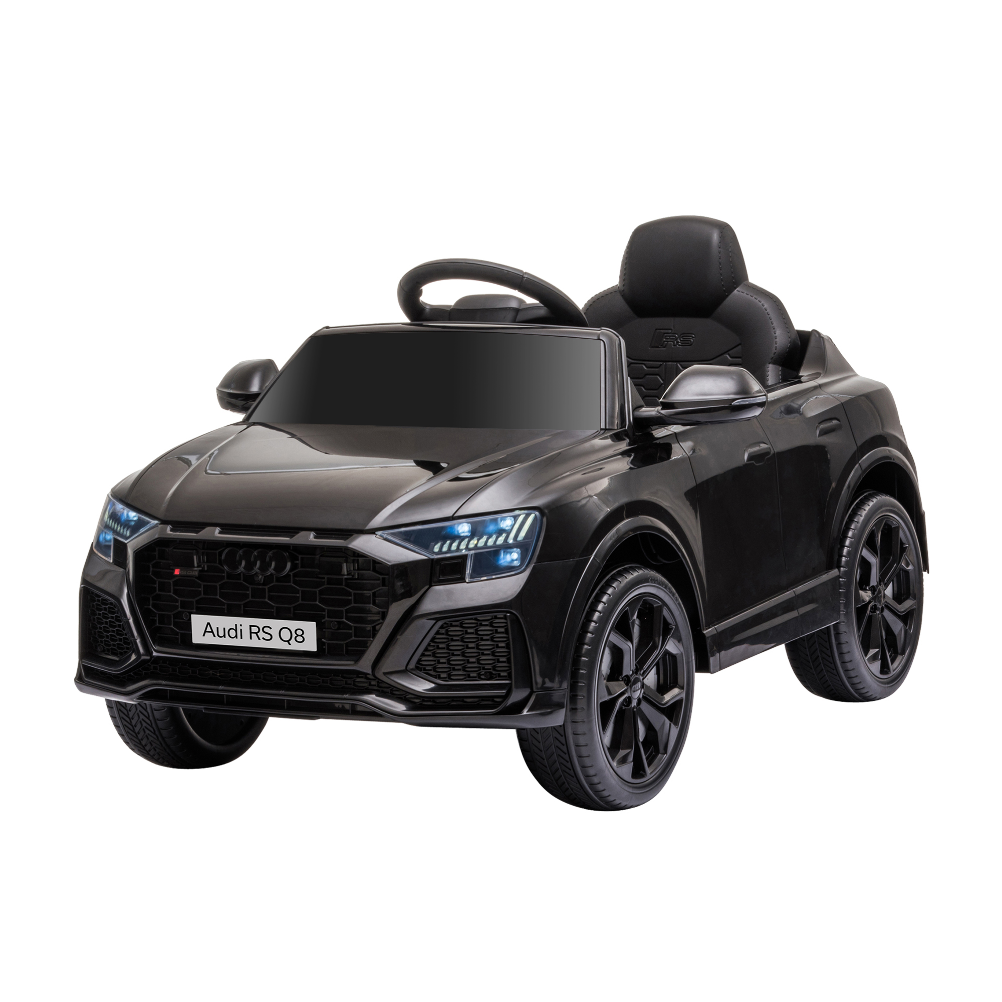 HOMCOM Elektroauto für Kinder mit Audi RS Q8 Lizenz, 6 V Batterieauto, Elektrofahrzeug mit Fernbedienung, MP3, USB, Musik, Bluetooth, für Kinder von 3-5 Jahren, Schwarz   Aosom