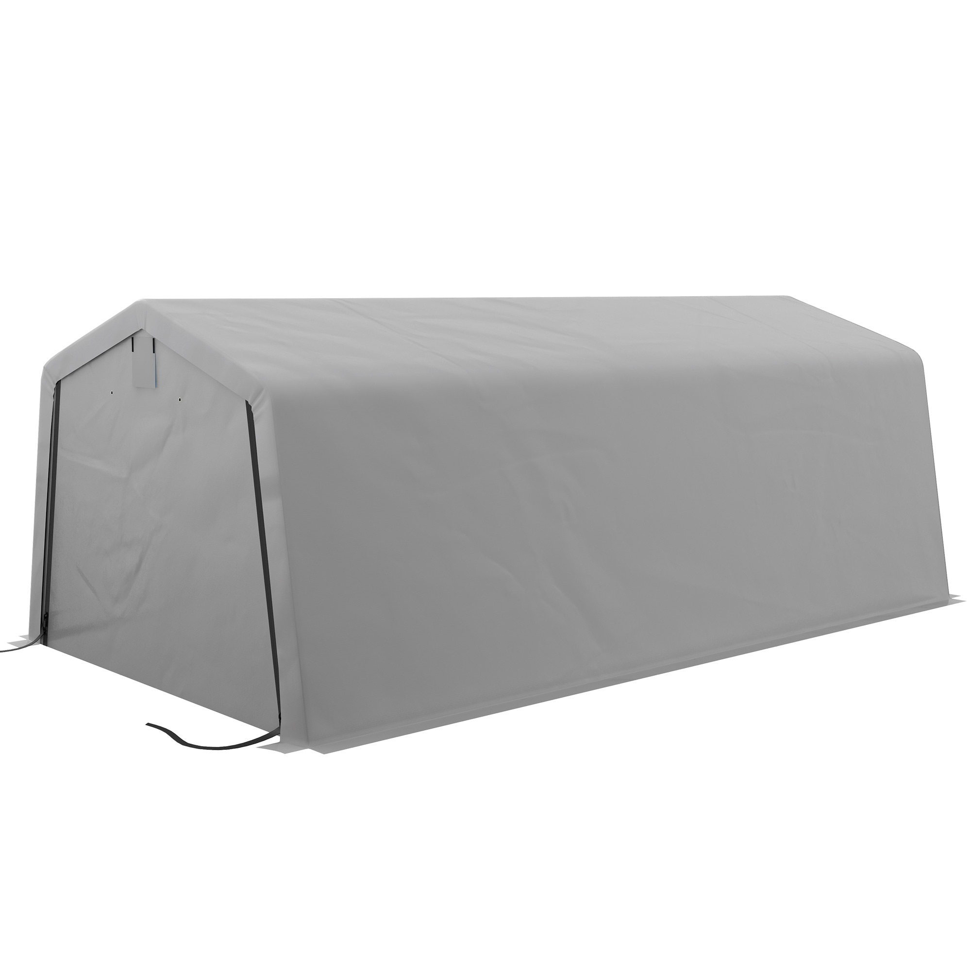 Outsunny Tente Garage Carport Abmessungen 6,2L x 3,3B x 2,4H m robuster verzinkter Stahl PE Hochdichte 150 g/m² wasserdicht UV-beständig, 1 Tür Grau und 2 Belüftungen Aosom