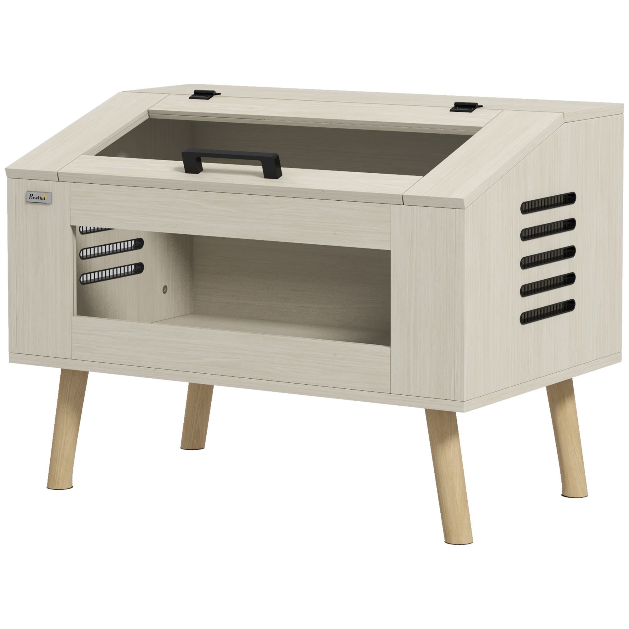 PawHut Terrarium für Reptilien mit Seitenbelüftung, 111L Schlangenterrarium mit gehärteten Glasfenstern, Deckel, 80 x 50 x 60 cm Naturholz   Aosom