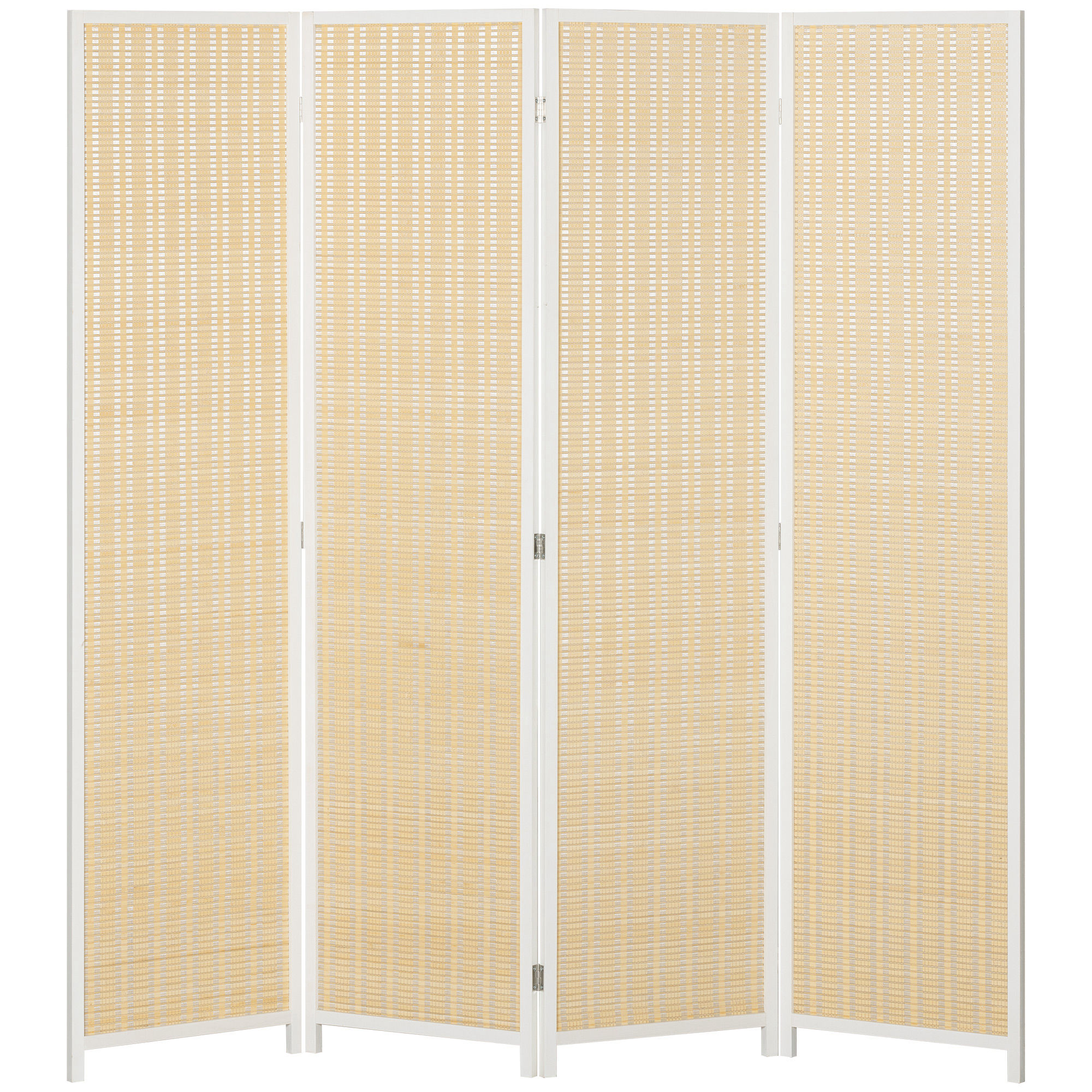 HOMCOM Innenraum-Paravent aus Holz 4 Paneele 180 x 180 cm Raumteiler klappbar Trennwand für Wohnzimmer Schlafzimmer Haus, Naturholz Aosom